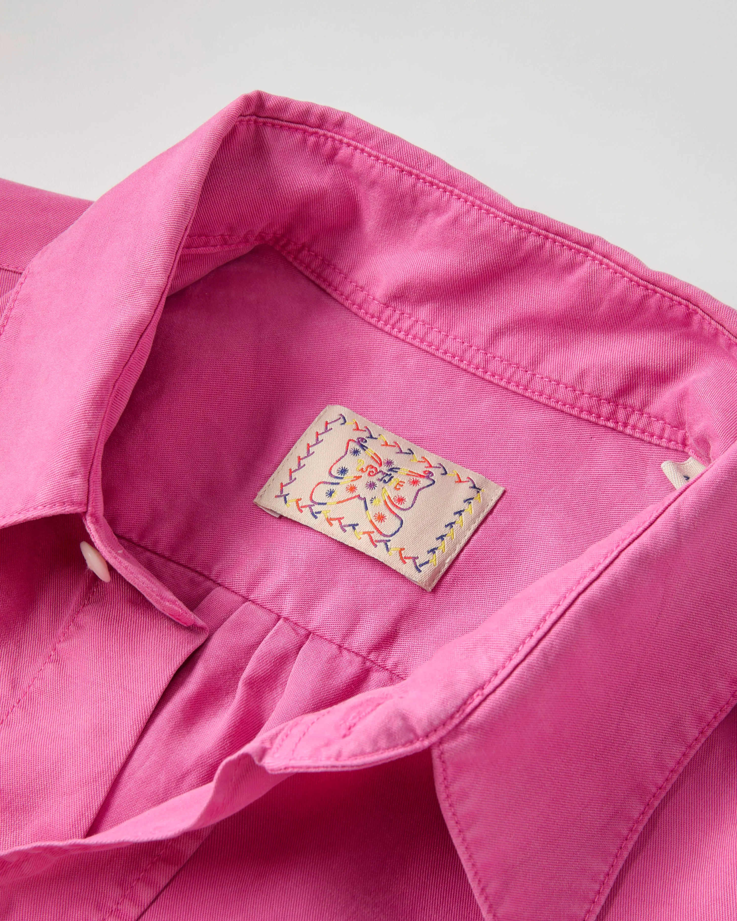Wythe New York Tencel Pearlsnap Shirt - Flamingo | Long Sleeve