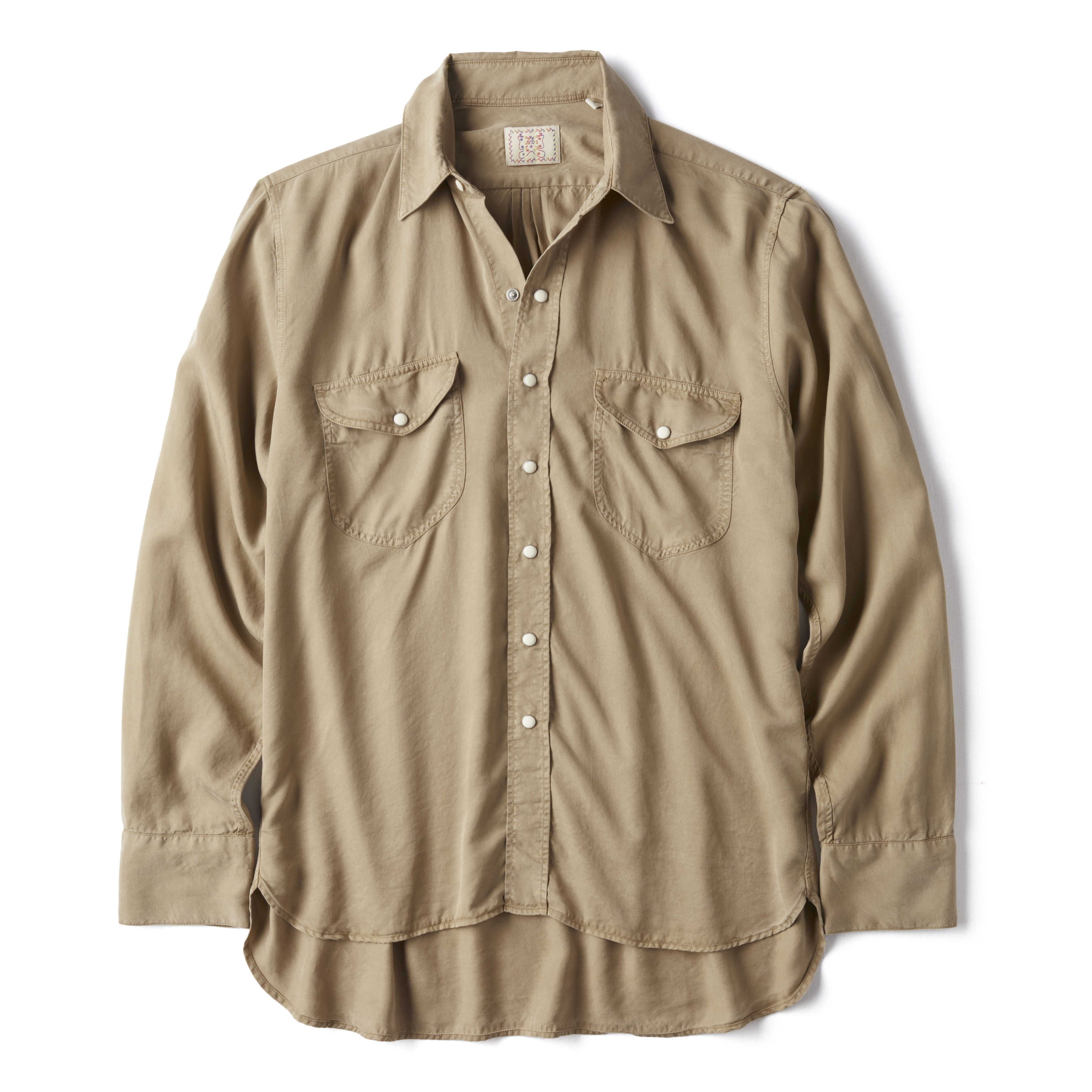 Wythe New York Tencel Pearlsnap Shirt - Camp Khaki | Long