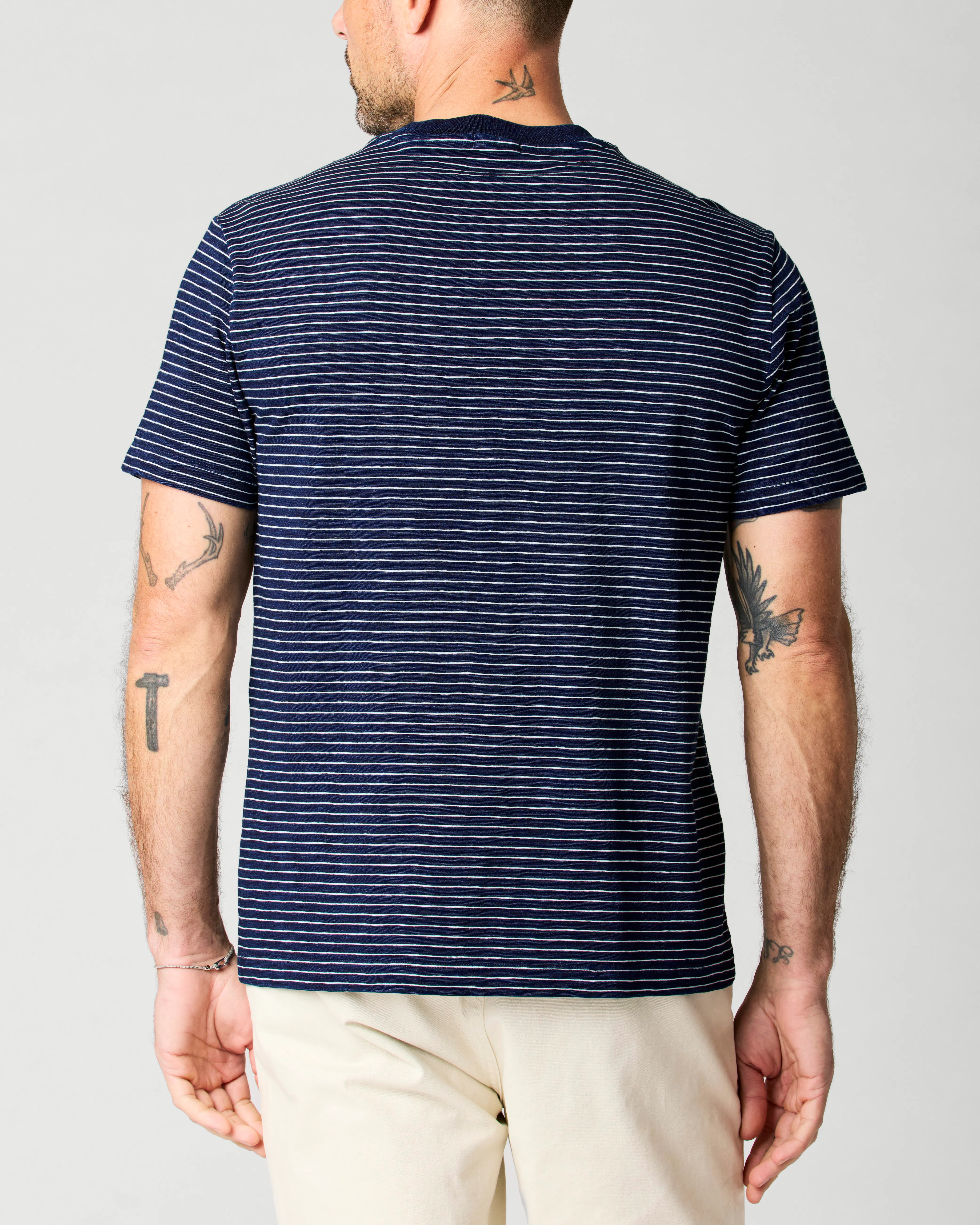 Flint and Tinder Stripe Pocket T-Shirt - Navy Stripe | T-Shirts