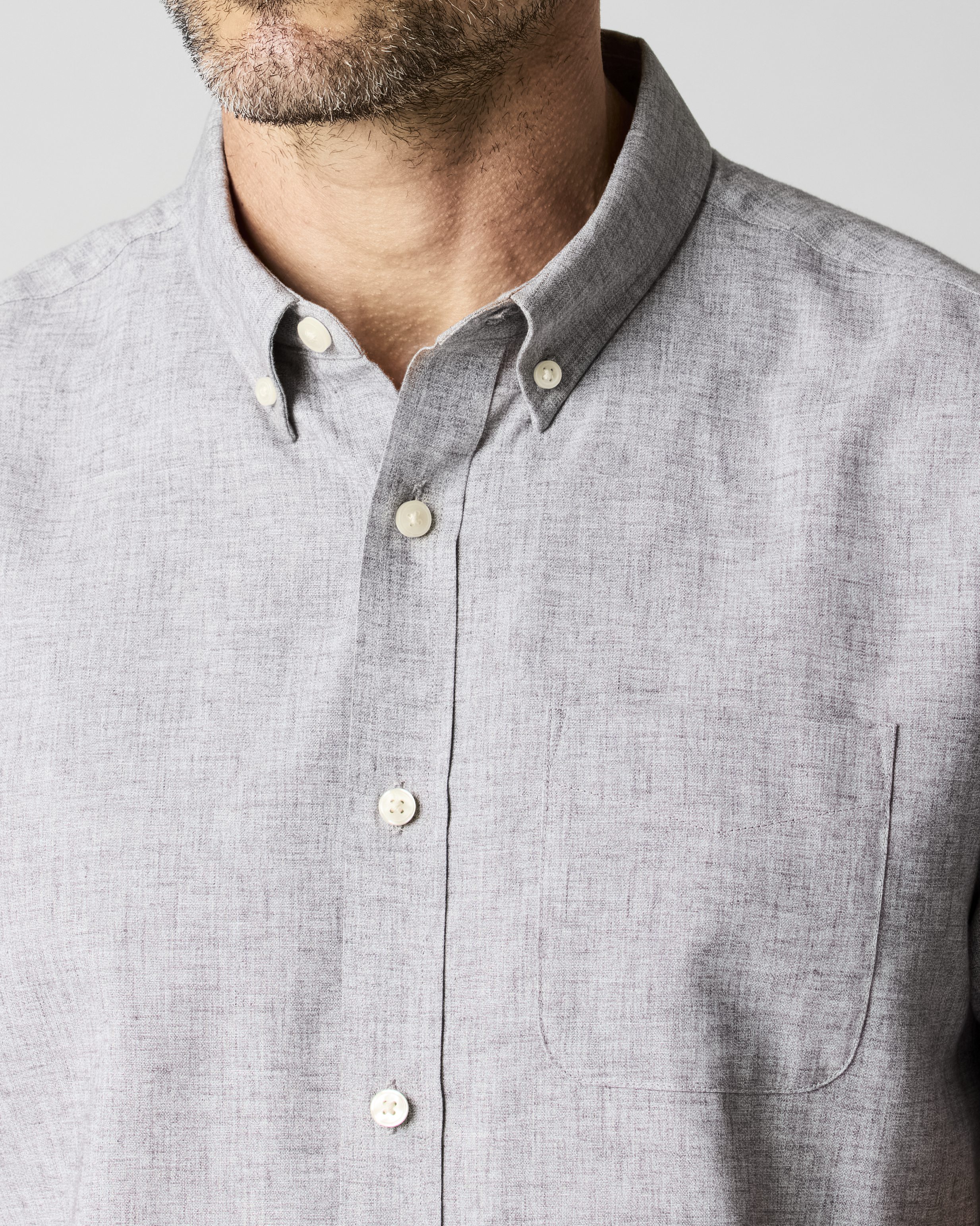 Wills Wrinkle-Free Linen Short Sleeve Shirt - Grey | Short