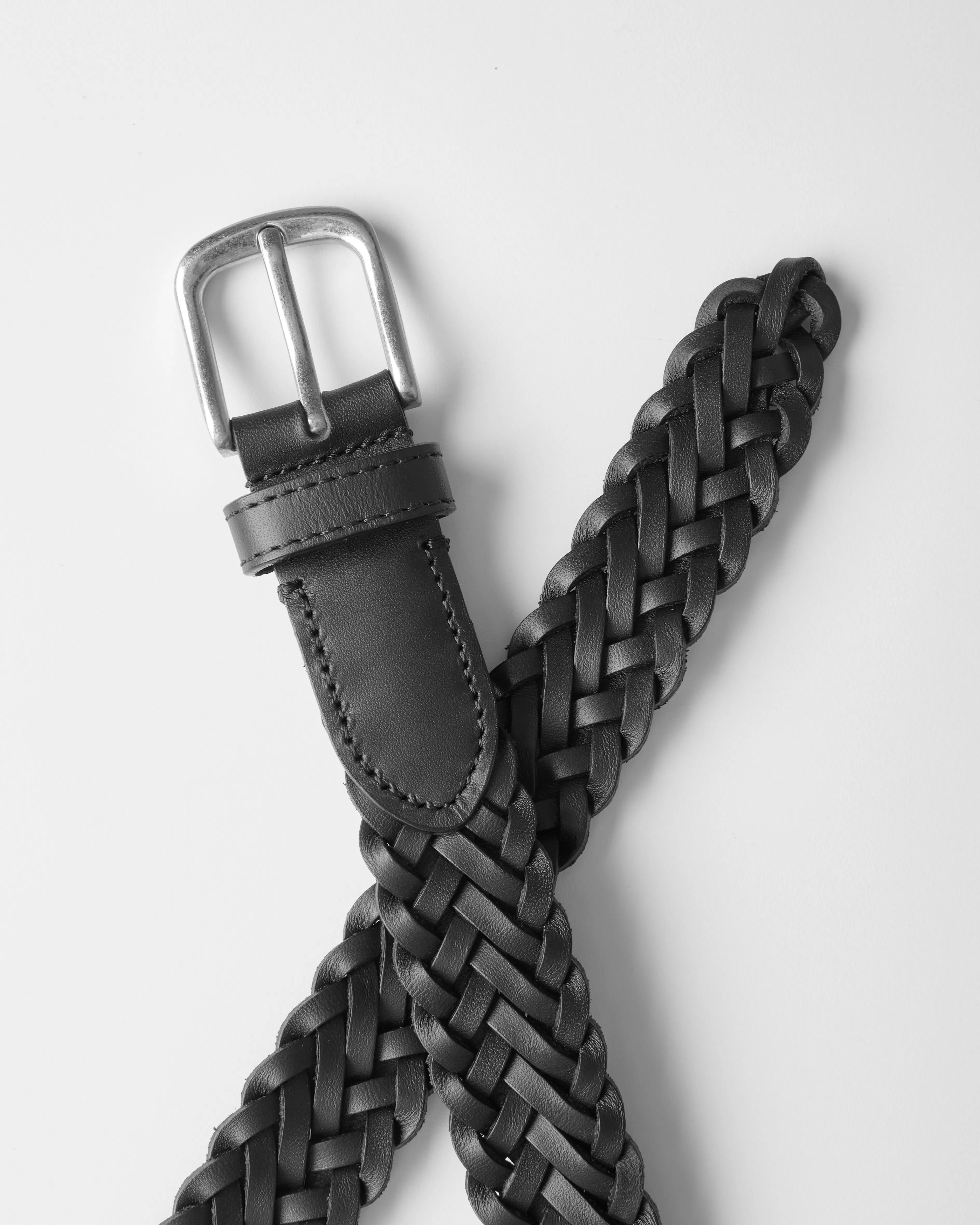 NWT Chico\'s | Metallic Silver Braided Genuine Leather Belt Mens Leather Color Silver Thread Cowboy Belt 2 main image 2