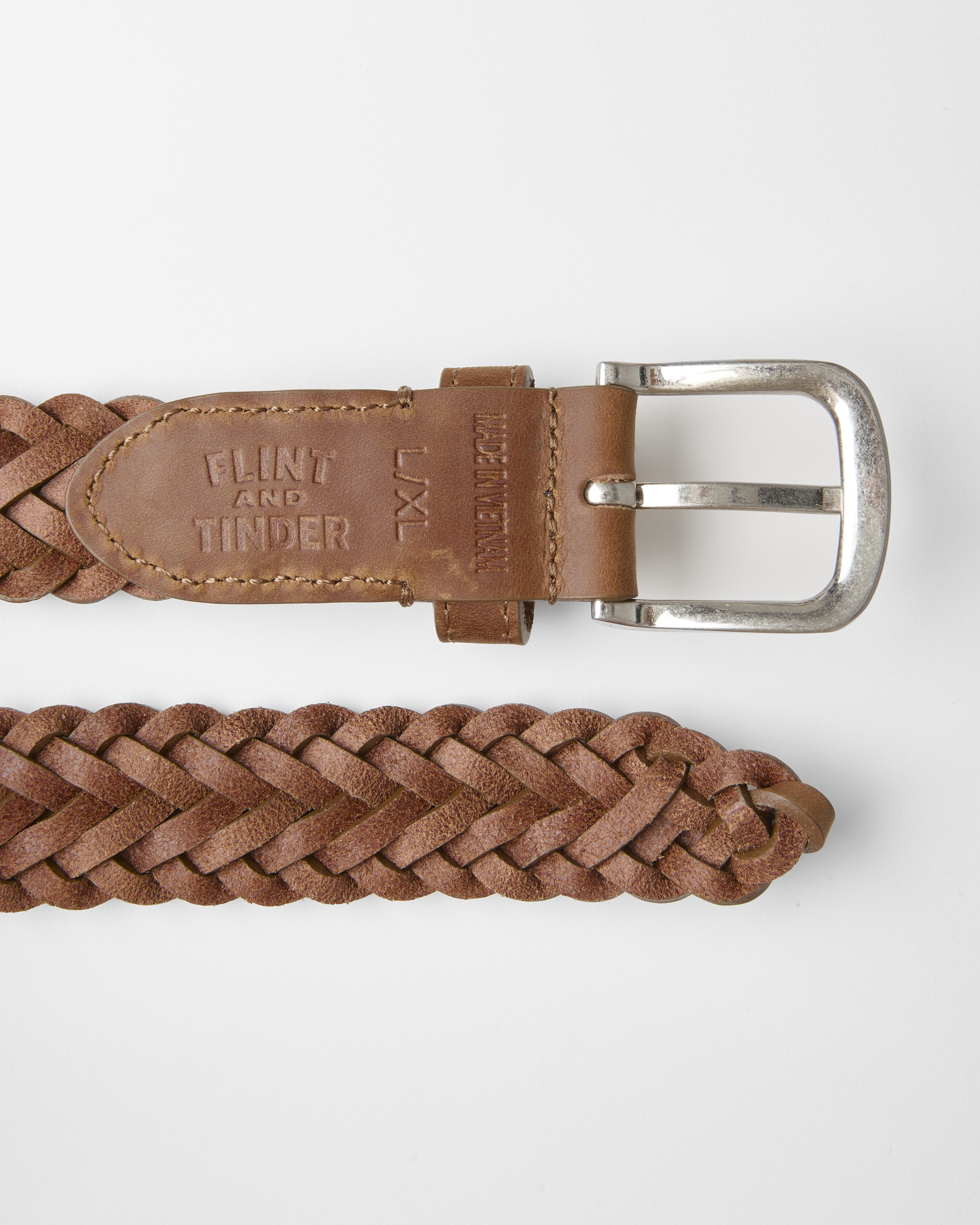 Flint and Tinder Braided Leather Belt - Tan | Woven Belts