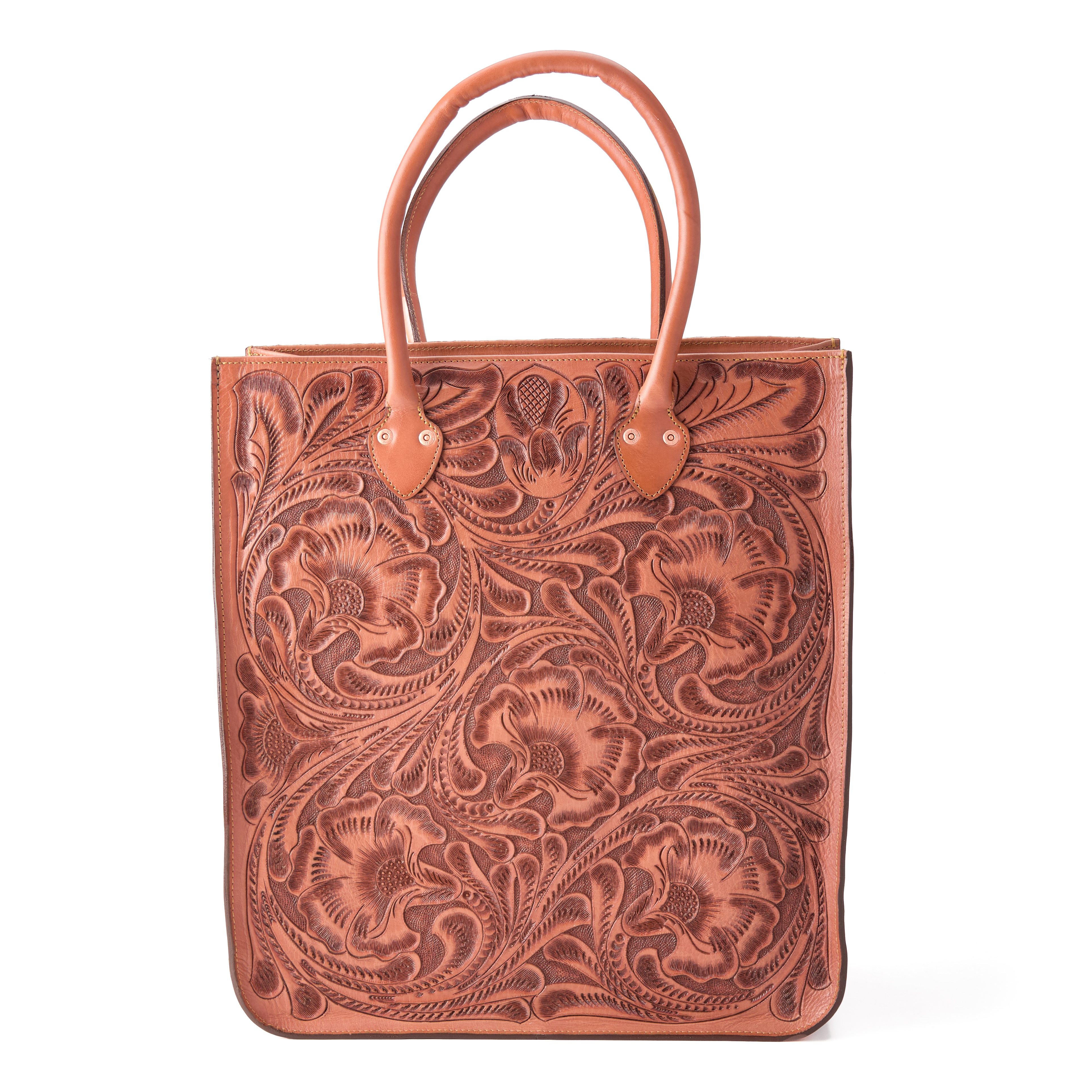 Wythe New York Western Hand Tooled Leather Tote Bag - Large