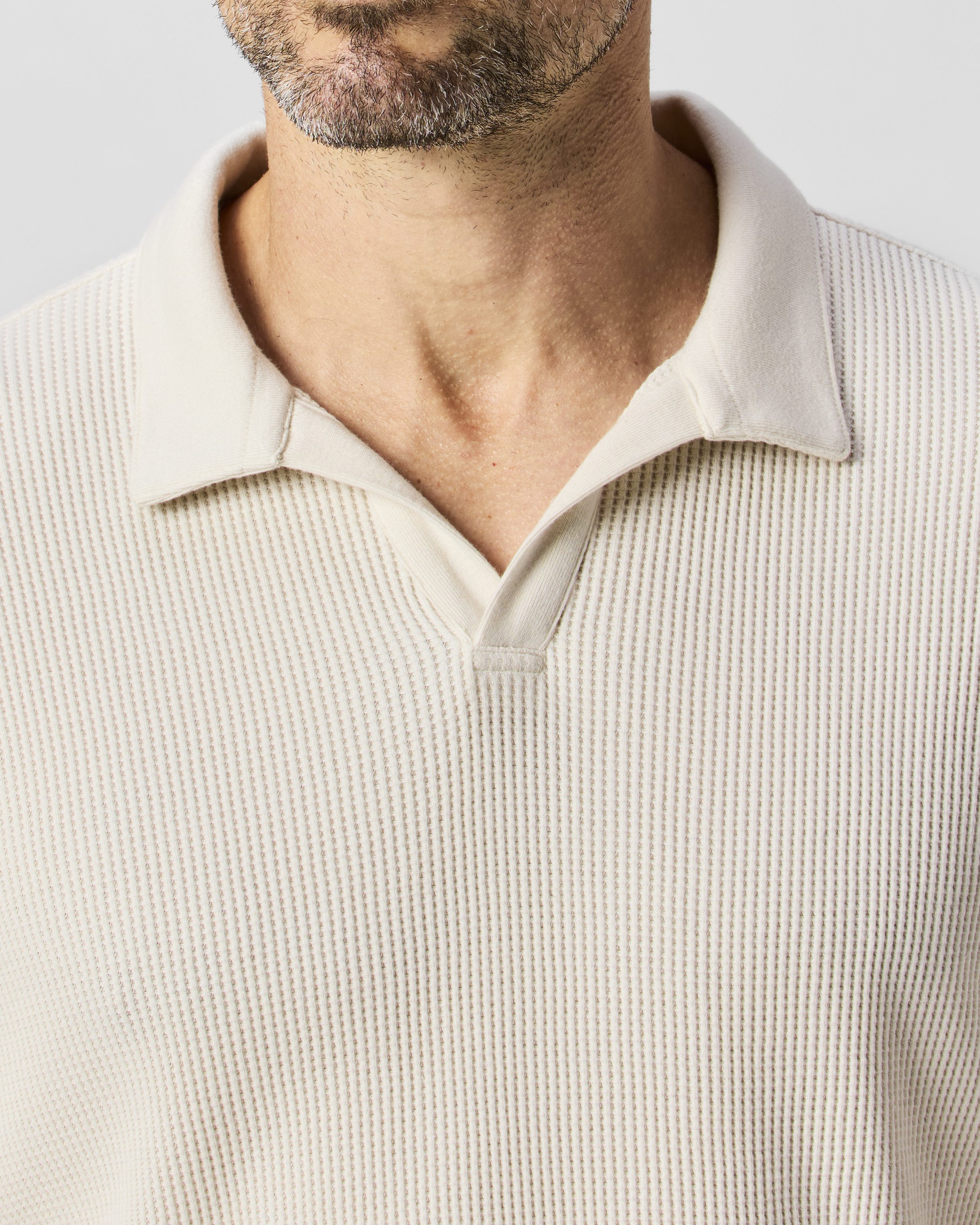 【TENDERLOIN】Knit polo tee Flint and Tinder Waffle Johnny Collar Knit Polo - Natural