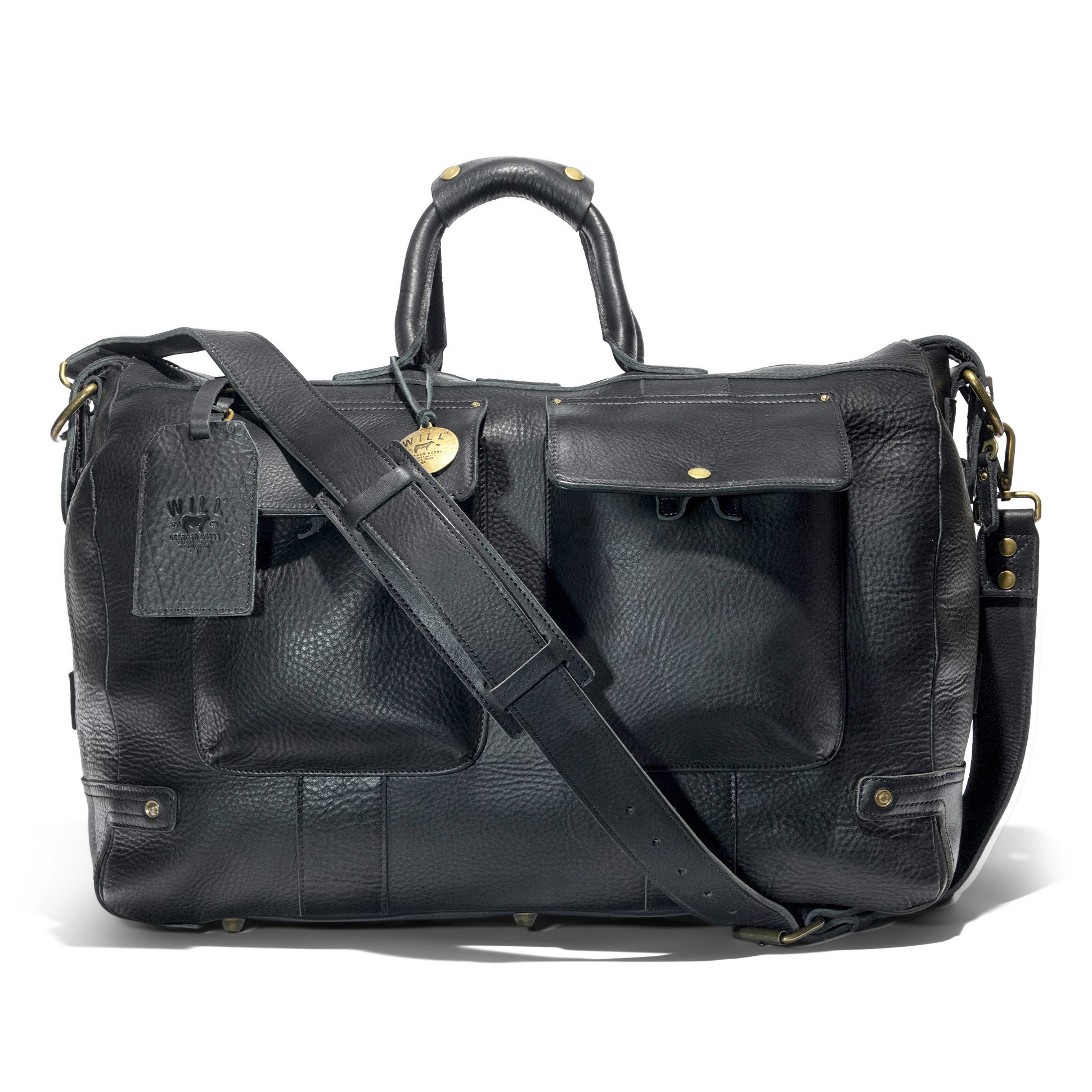 Will Leather Goods Leather Travel Duffel Bag - 48L - Black