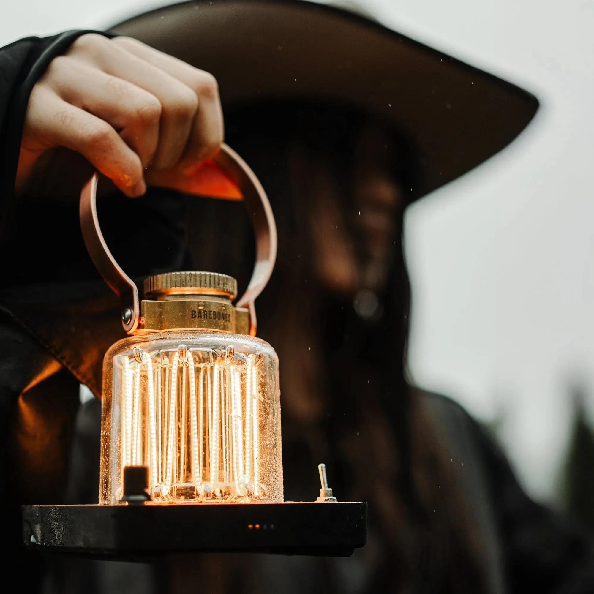 Barebones Block Tower Lantern - Gold | Lighting | Huckberry