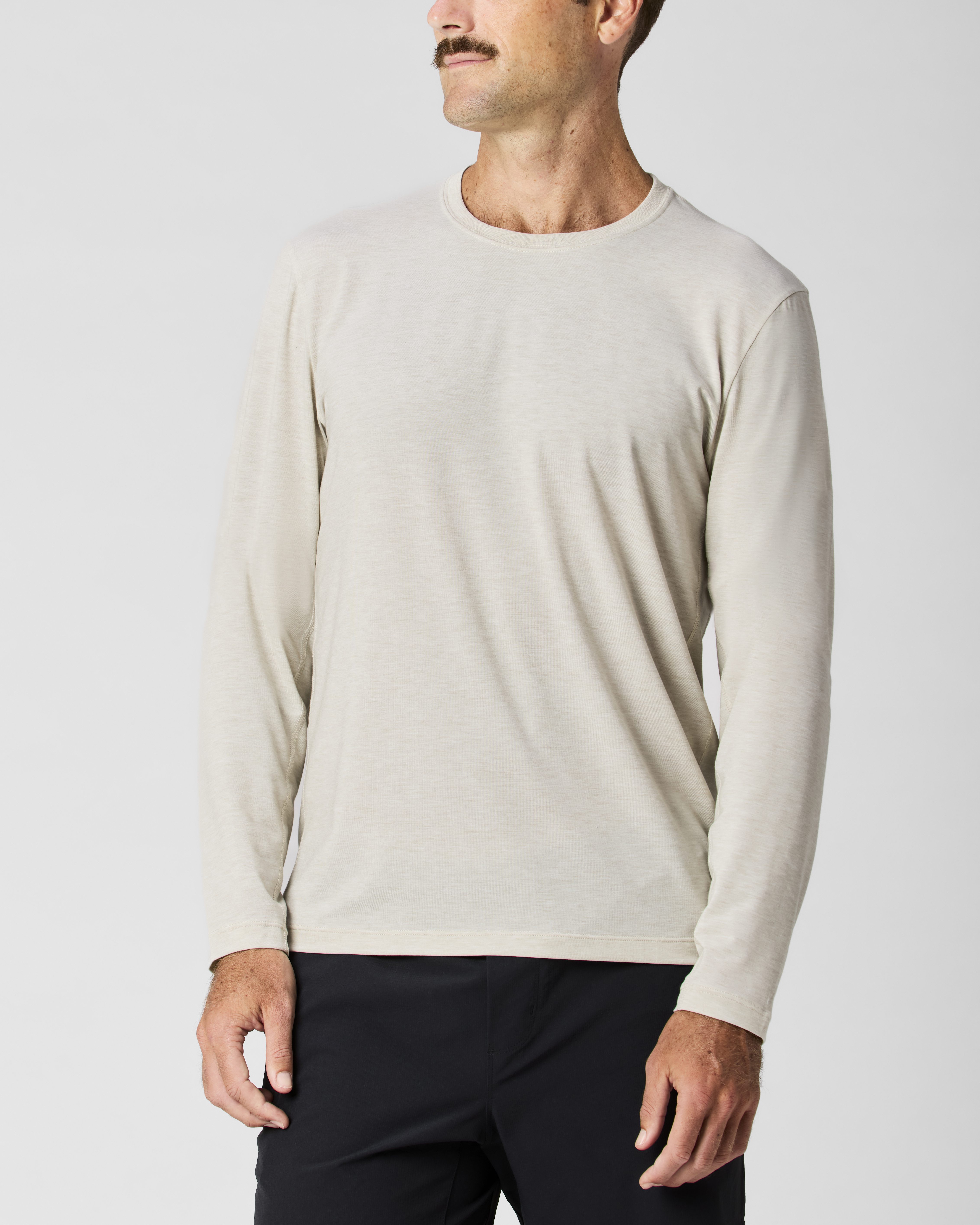 【2plan】24SS★ [MADE] Signature see-through long sleeve tee Wellen Sol Performance UPF Long Sleeve T-Shirt - Natural
