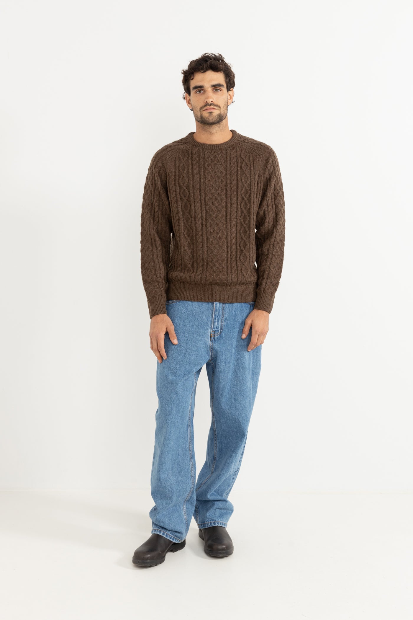 showhey how　MOHAIR + FISHERMAN KNIT Rhythm Mohair Fisherman Knit Sweater - Sand | Fisherman