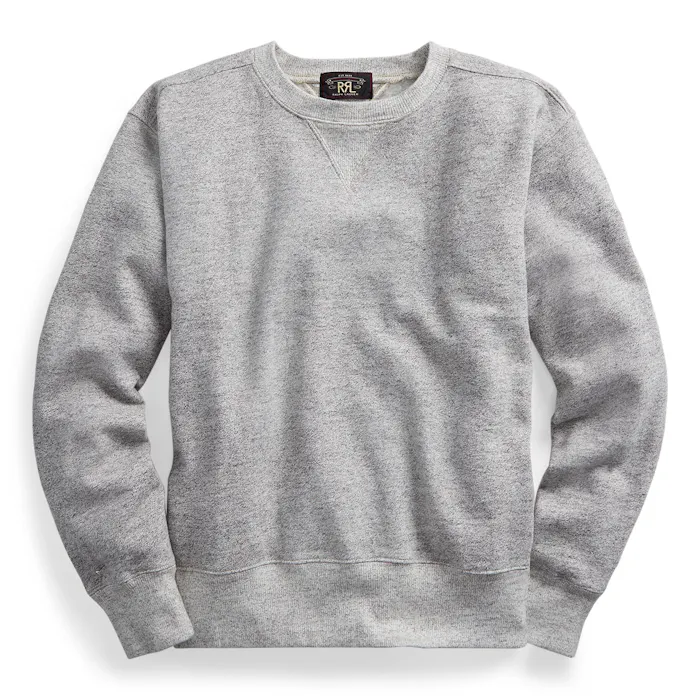 トップス RRL Rogo Fleece Sweat Shirt Grey RRL Fleece Crewneck Sweatshirt - Athletic Grey | Crewneck