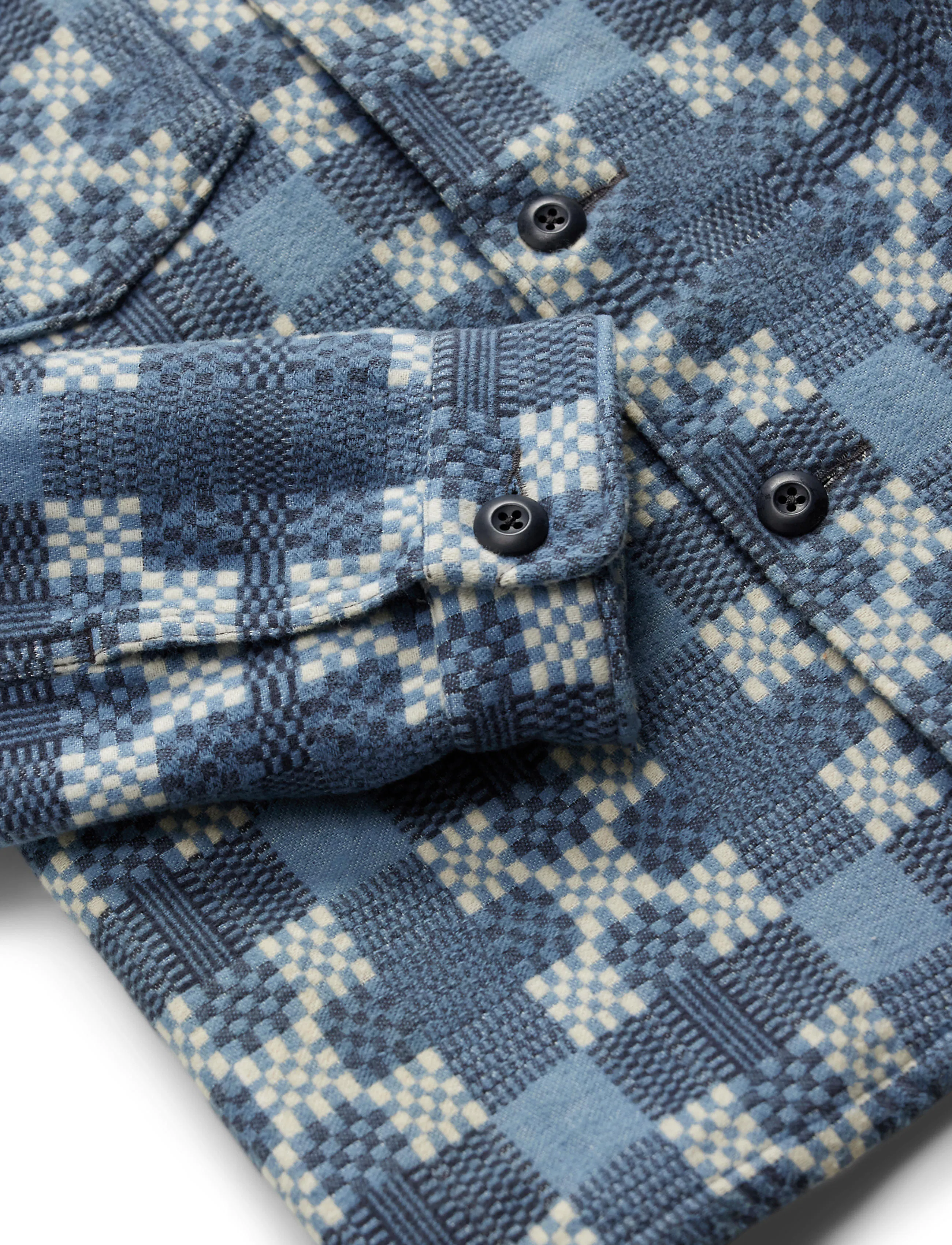 RRL Jacquard Regiment Overshirt - Blue Multi | Long Sleeve Shirts