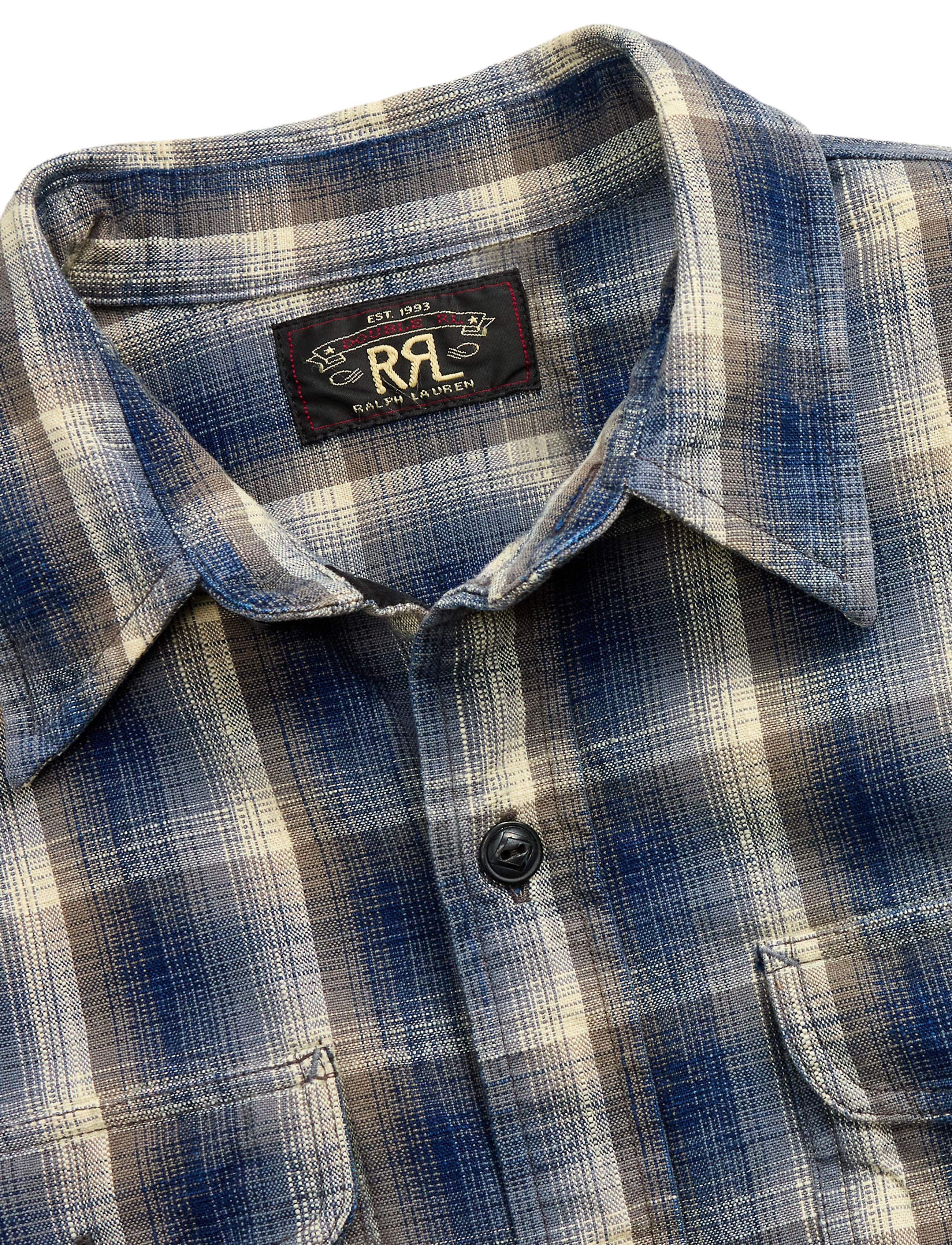 RRL Jasper Workshirt - Blue/Grey | Long Sleeve Shirts | Huckberry