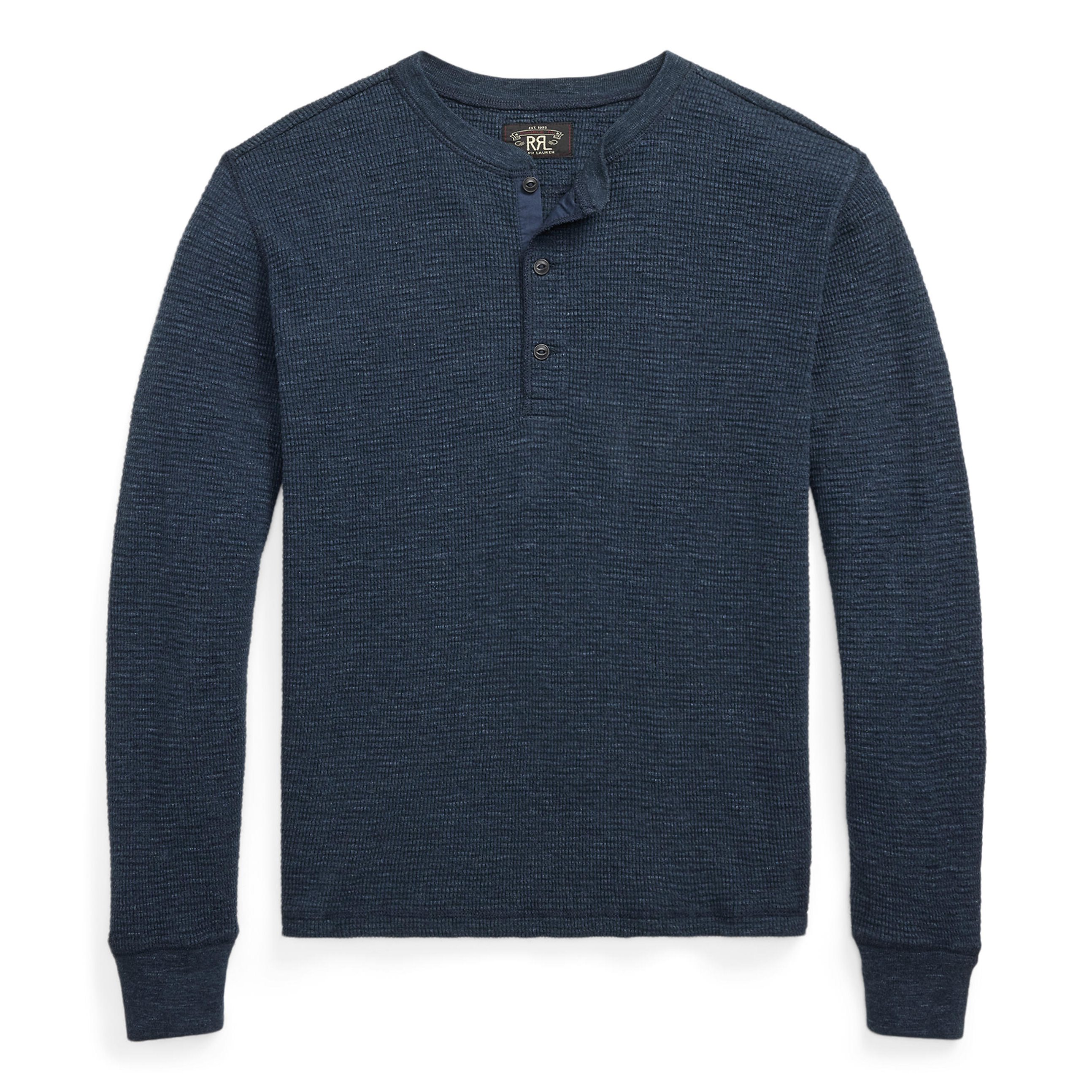 RRLカシミア100% ワッフルネイビー　size L RRL Waffle Knit Henley T-Shirt - Navy Heather | Henleys | Huckberry