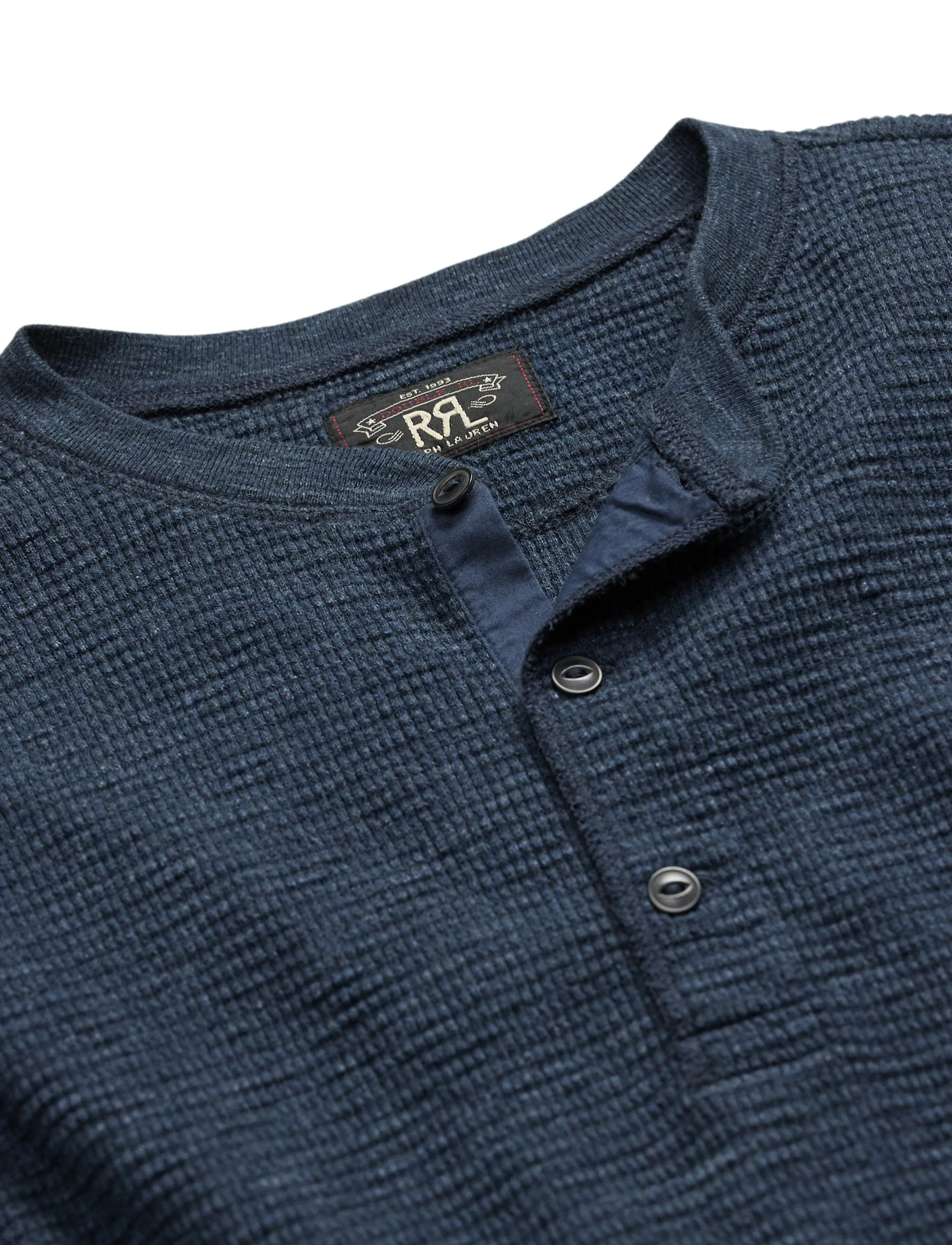 RRL Waffle Knit Henley T-Shirt - Navy Heather | Henleys | Huckberry