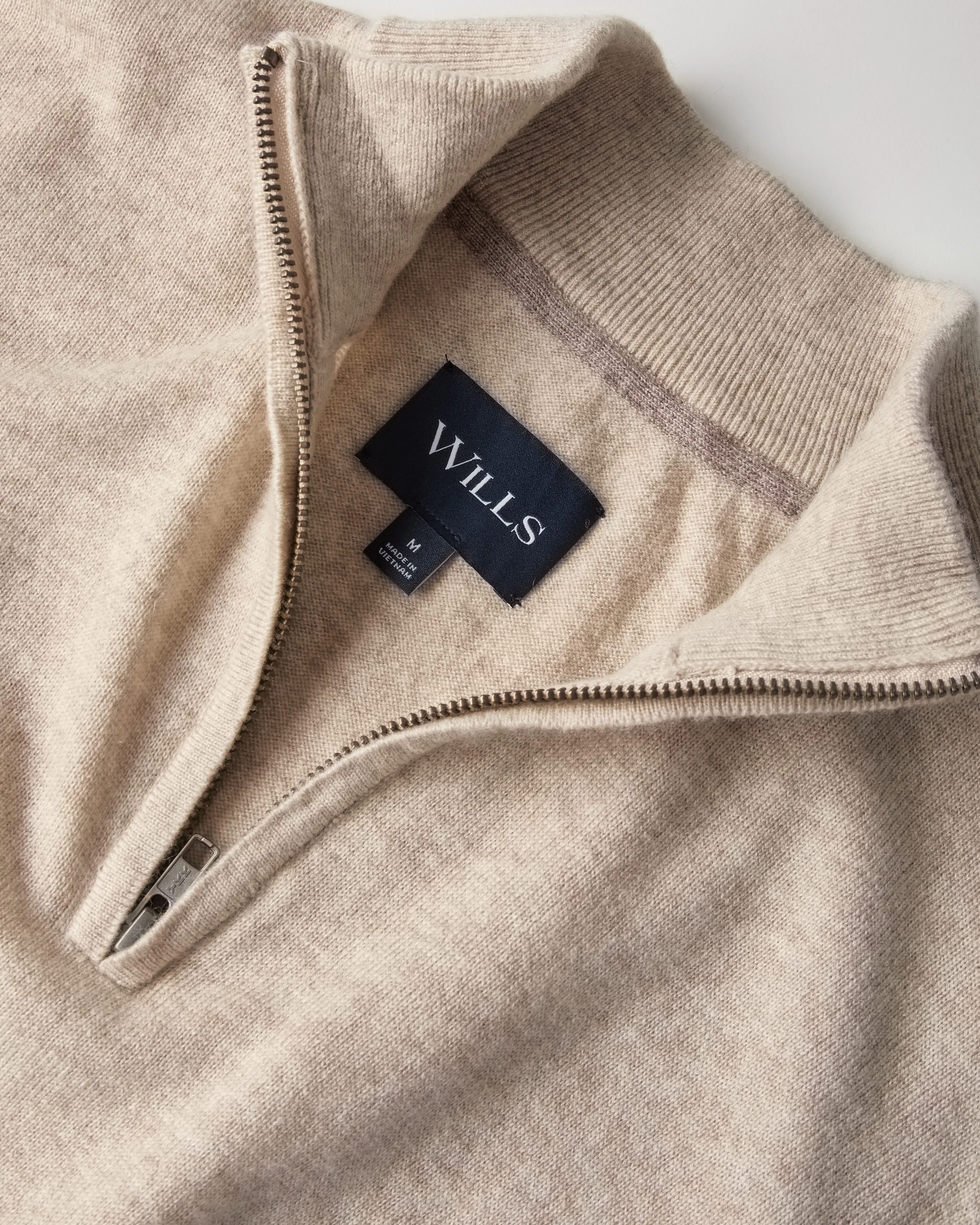 Wills EasyCash Merino Quarter Zip Sweater - Natural | Quarter-Zip