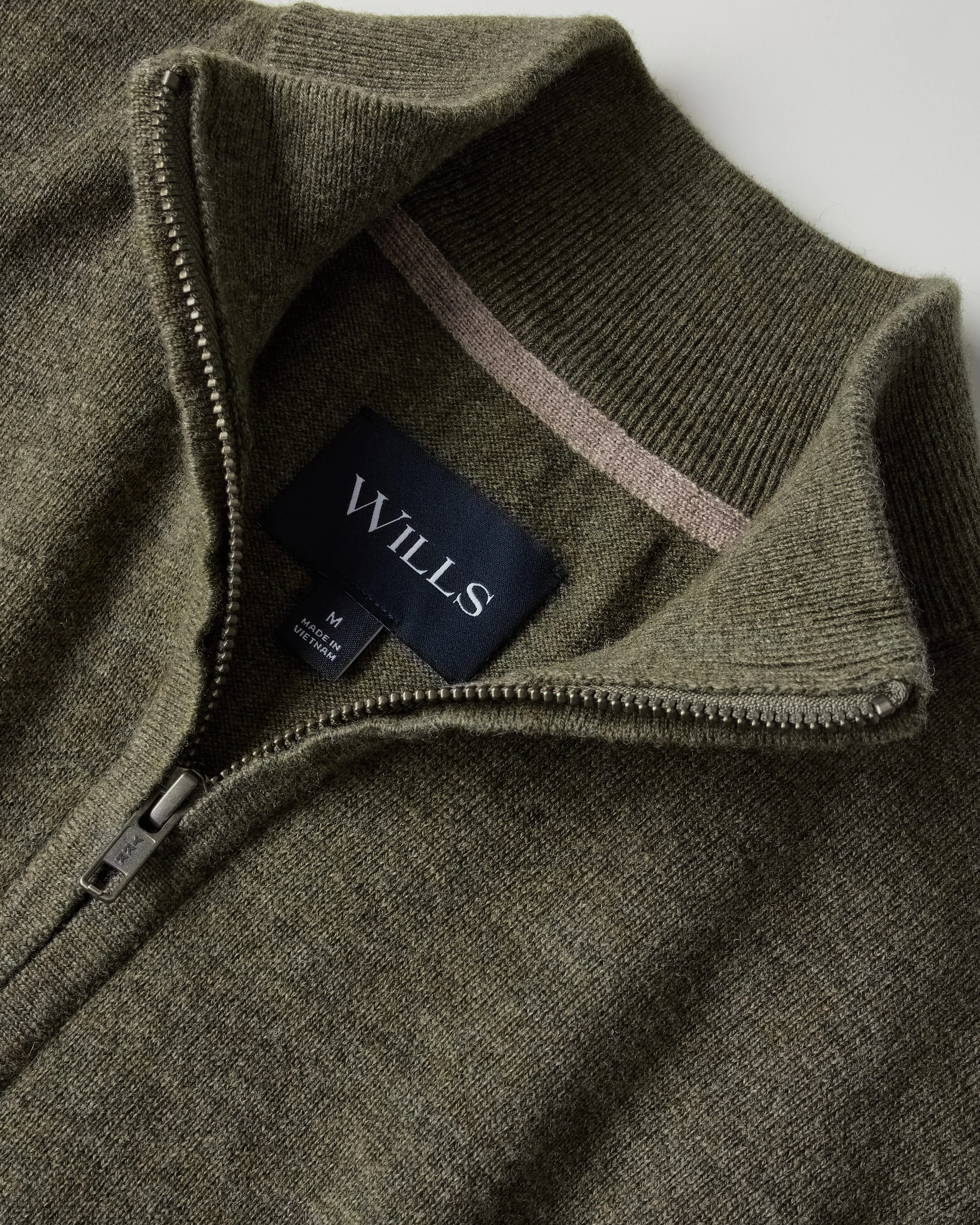 Wills EasyCash Merino Quarter Zip Sweater - Green | Quarter-Zip