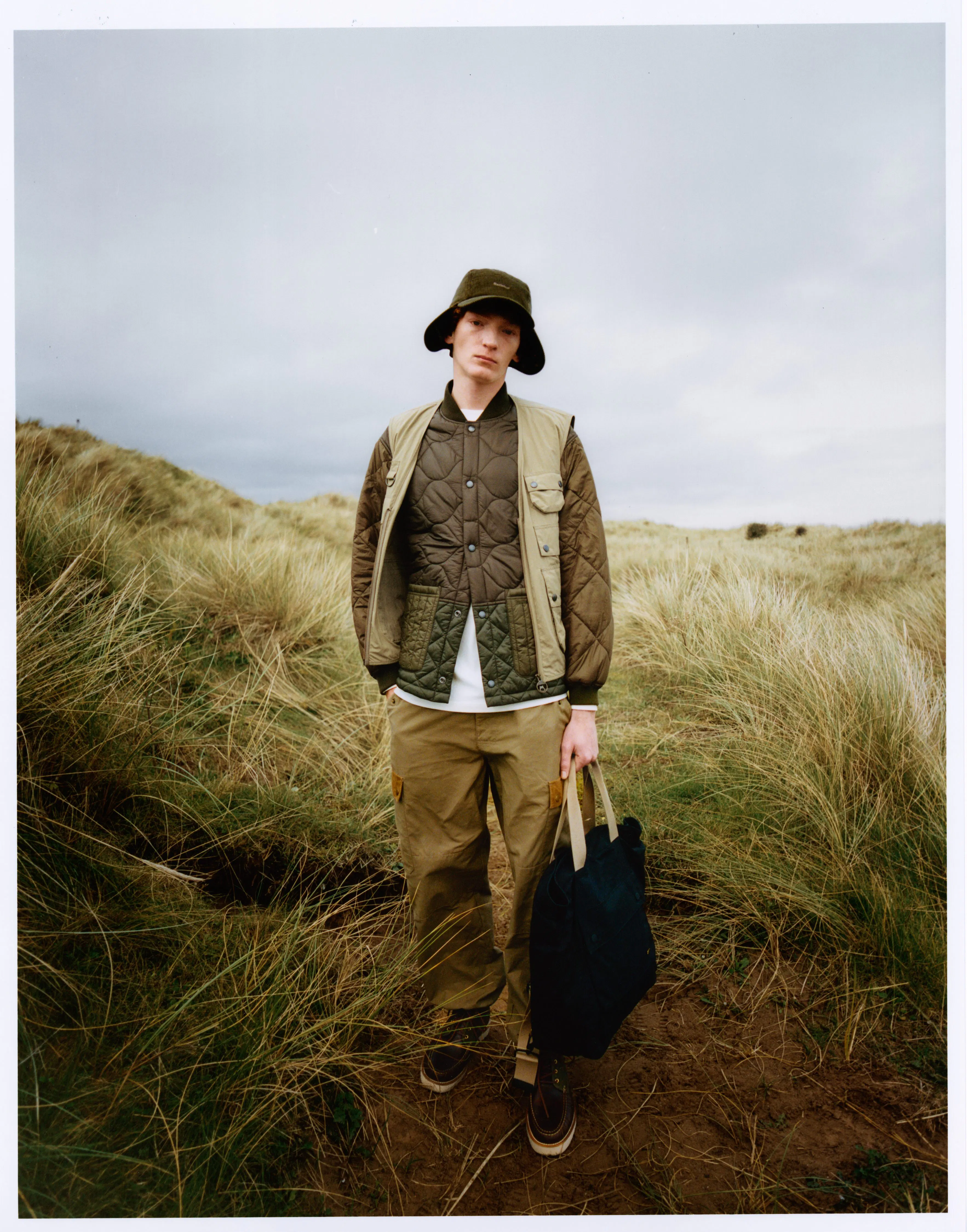Barbour Cording Quilted Bomber Jacket - Army Green | Waxed Jackets