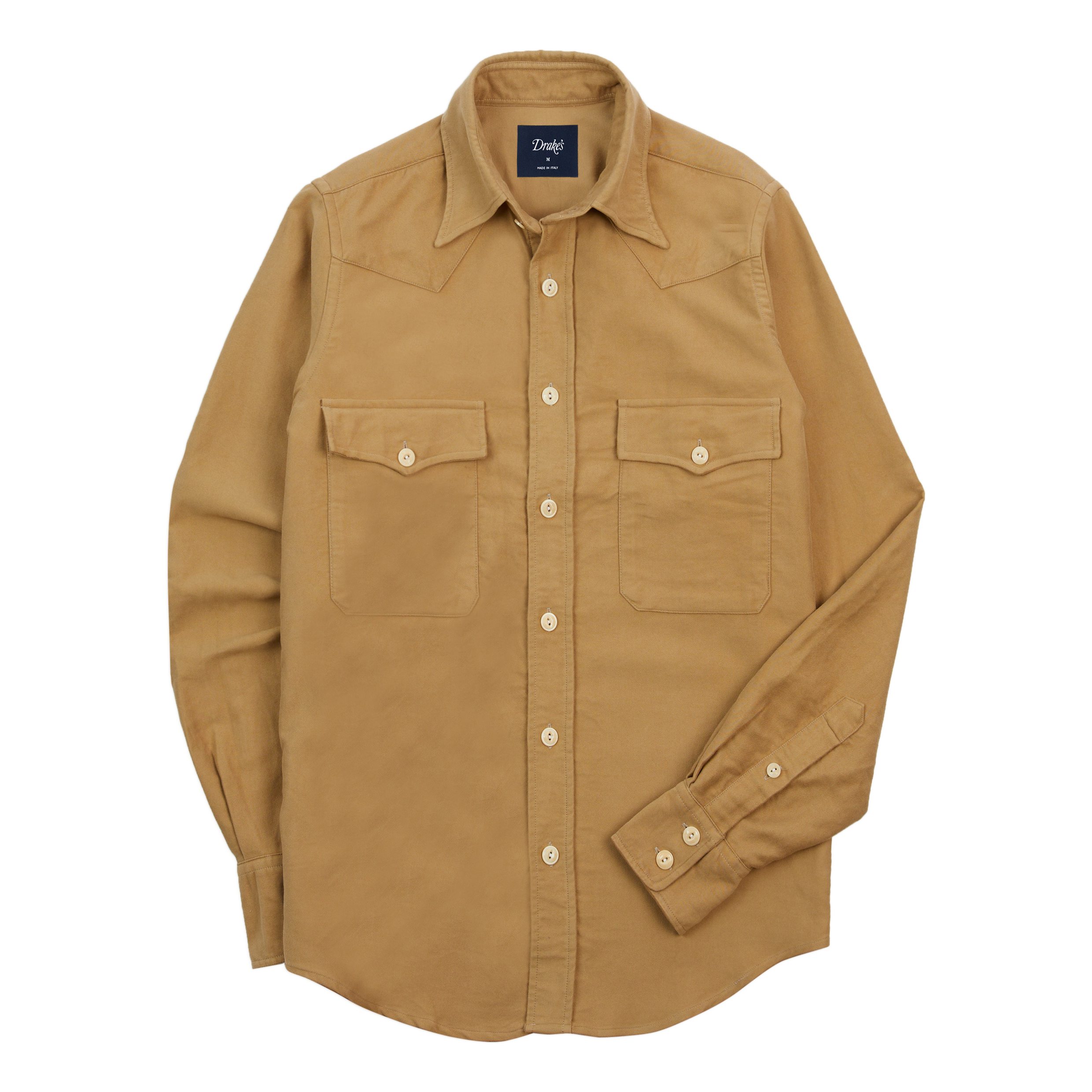 Drake's Moleskin Western Shirt - Sand | Long Sleeve Shirts | Huckberry