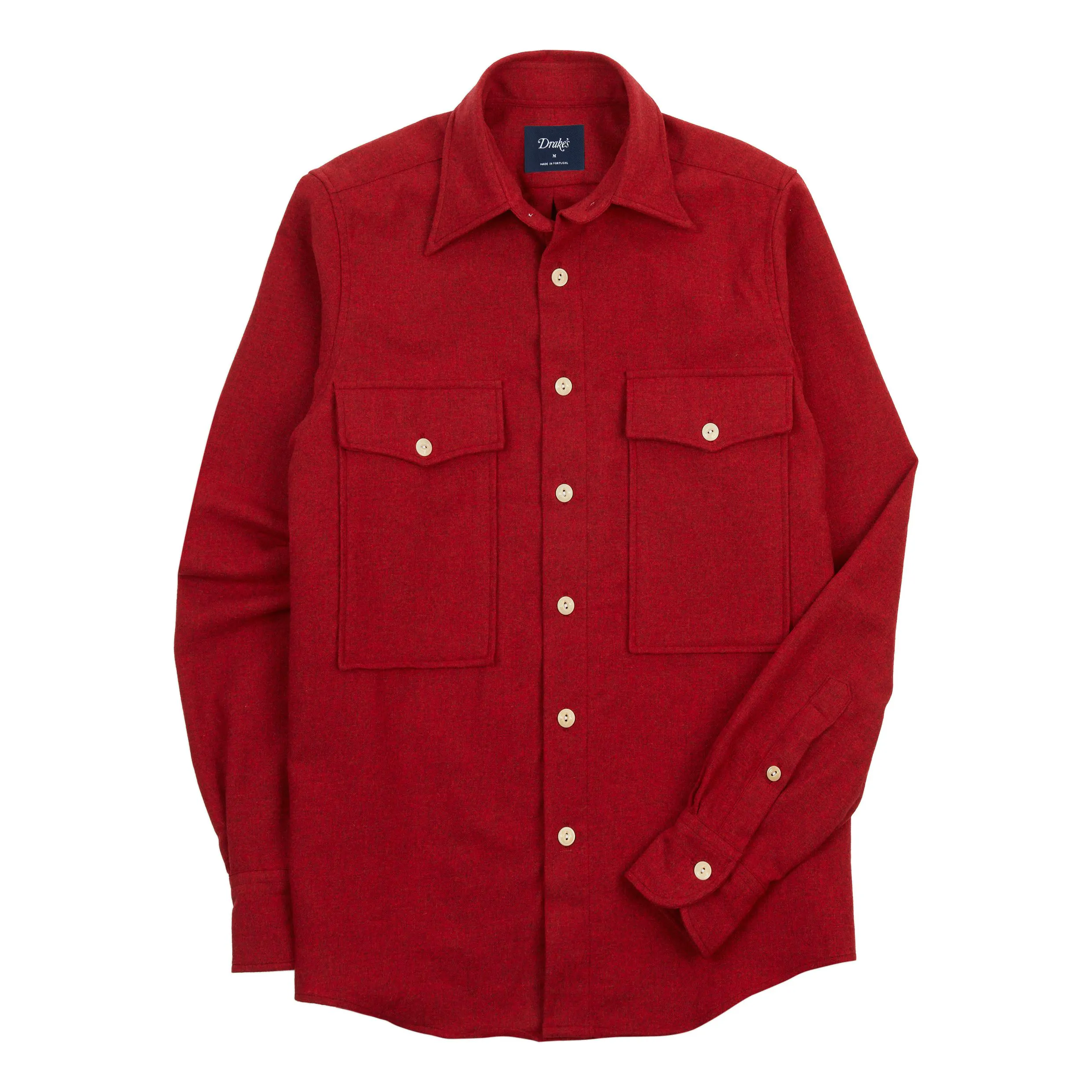 Drake's Relaxed Block Wool Shirt - Rosso Red | Long Sleeve Shirts |  Huckberry