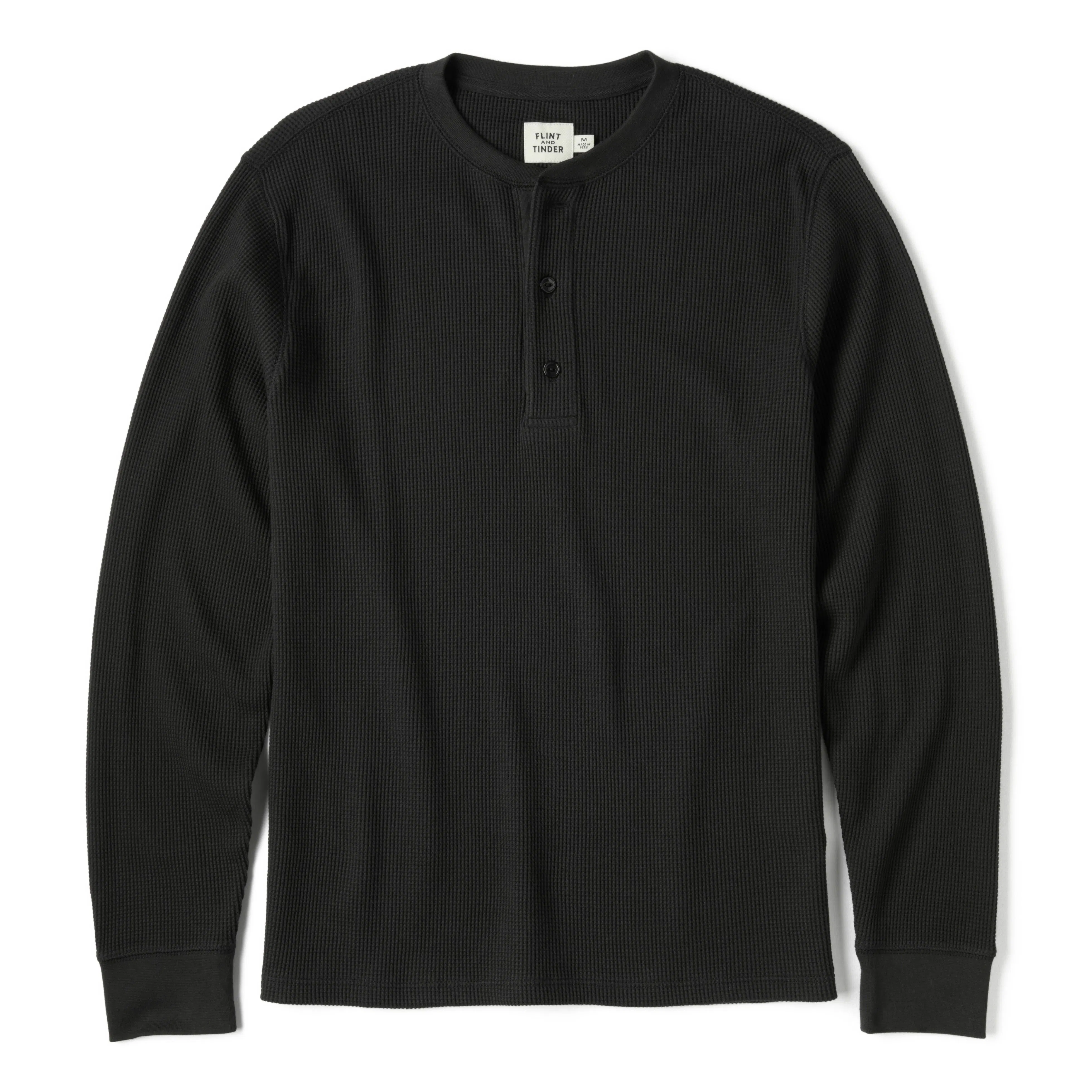 Flint and Tinder Waffle Thermal Henley - Black | Henleys | Huckberry