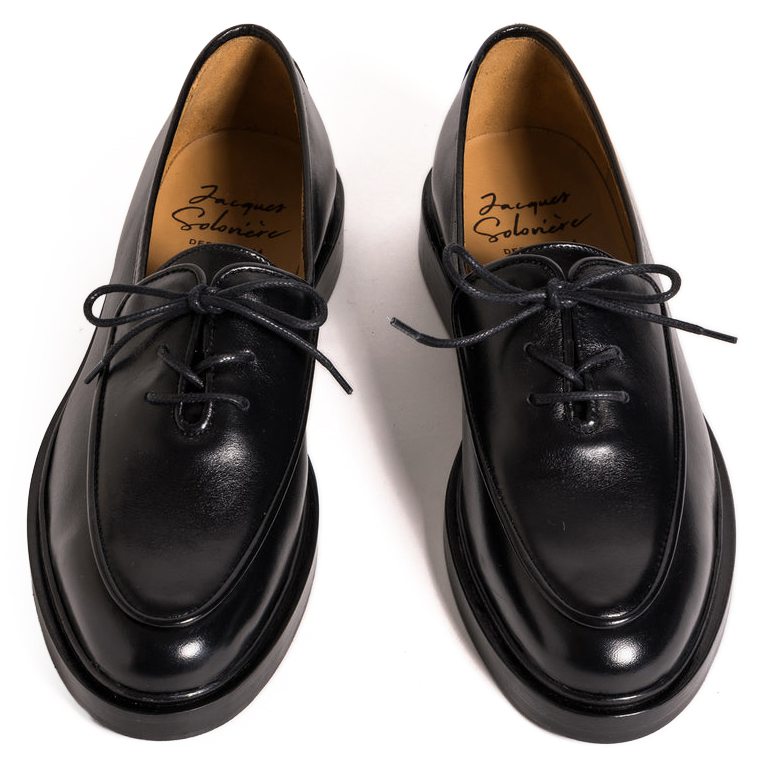 Jacques Solovière Oli Lace Up - Black Polished Calf Leather
