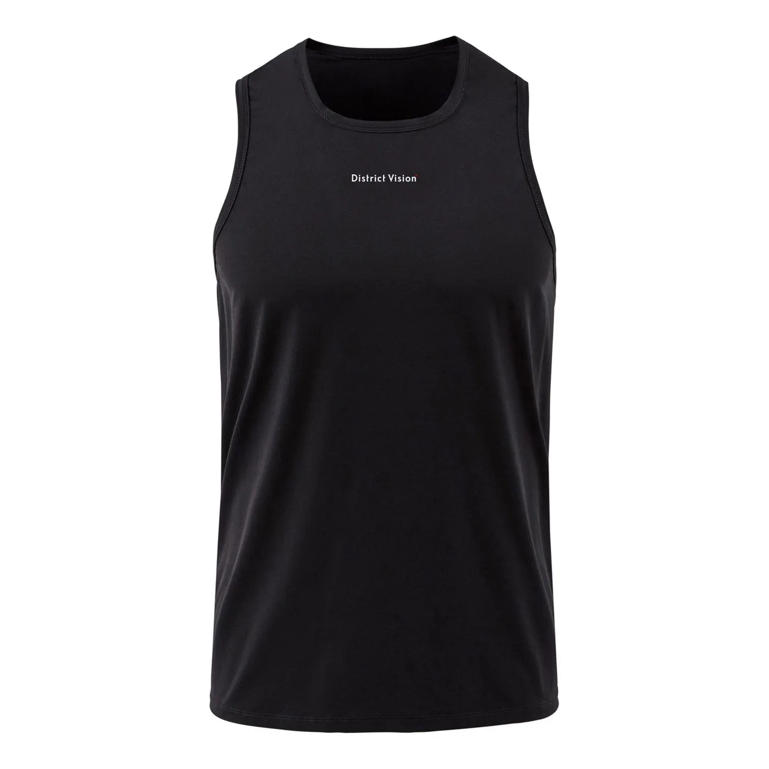 District Vision Ultralight Aloe Singlet Tank - Black Wordmark