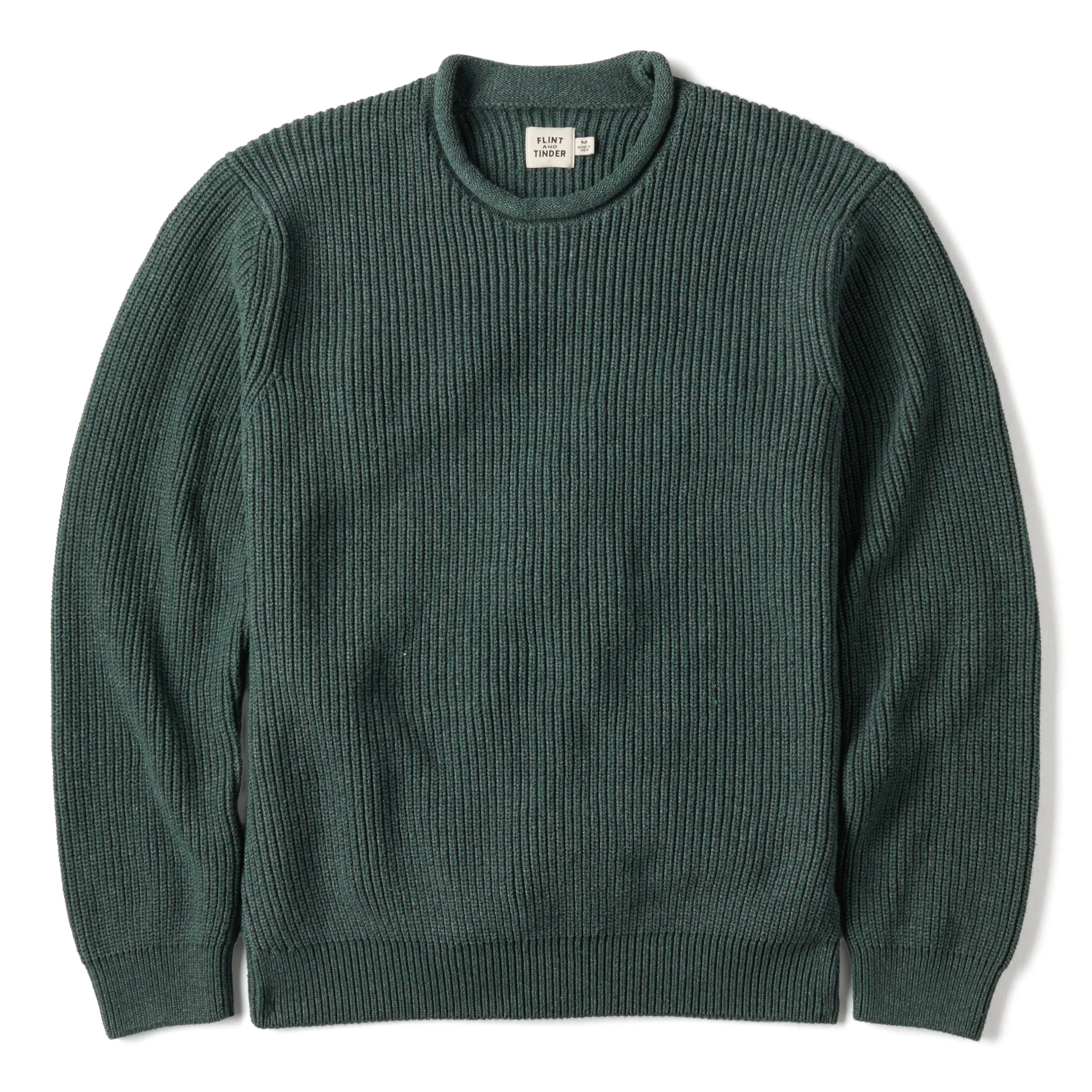 Flint and Tinder Bolinas Rollneck Sweater - Bottle Green | Crew