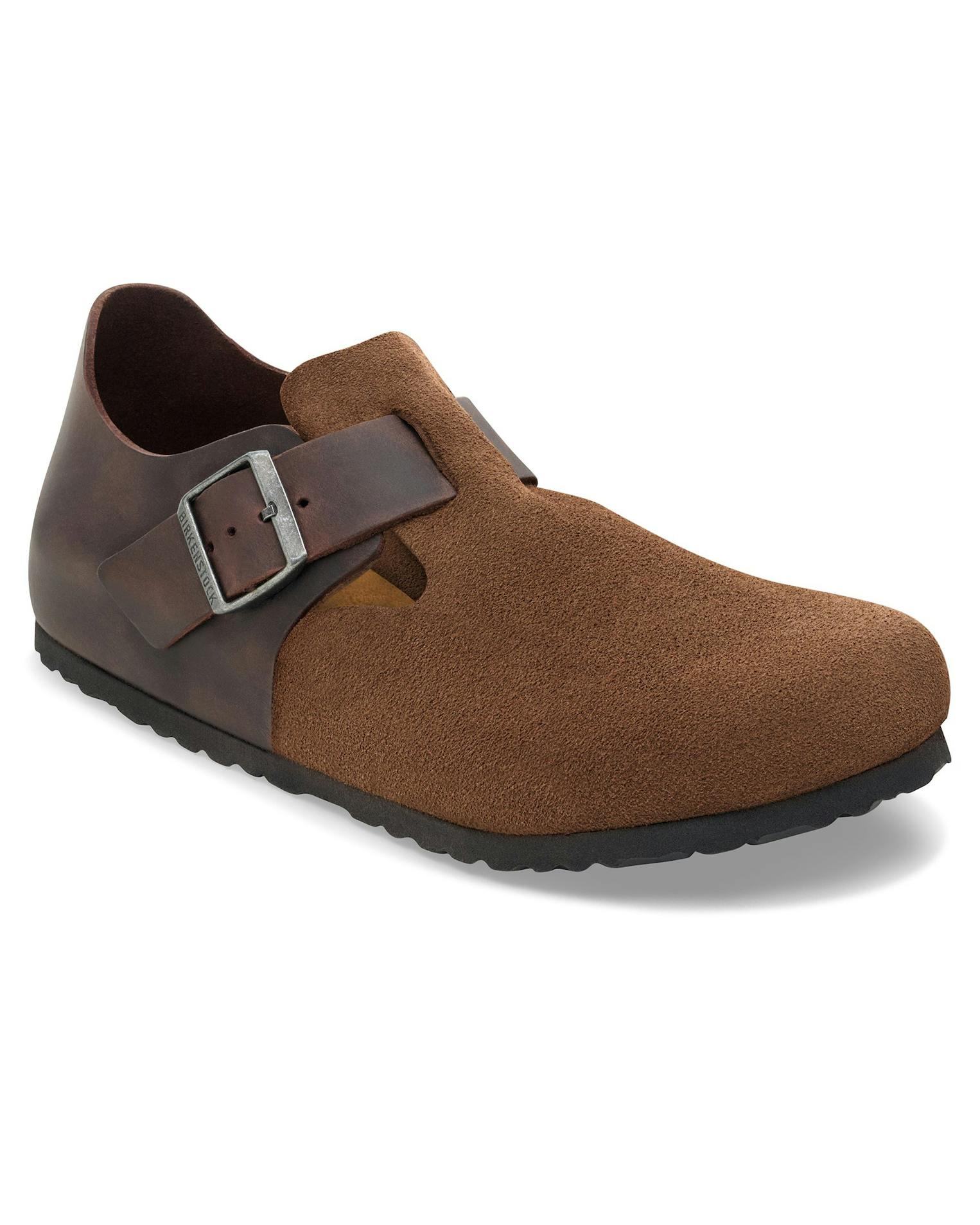 Birkenstock London Dark Tea Suede/Habana Oiled Leather Slip
