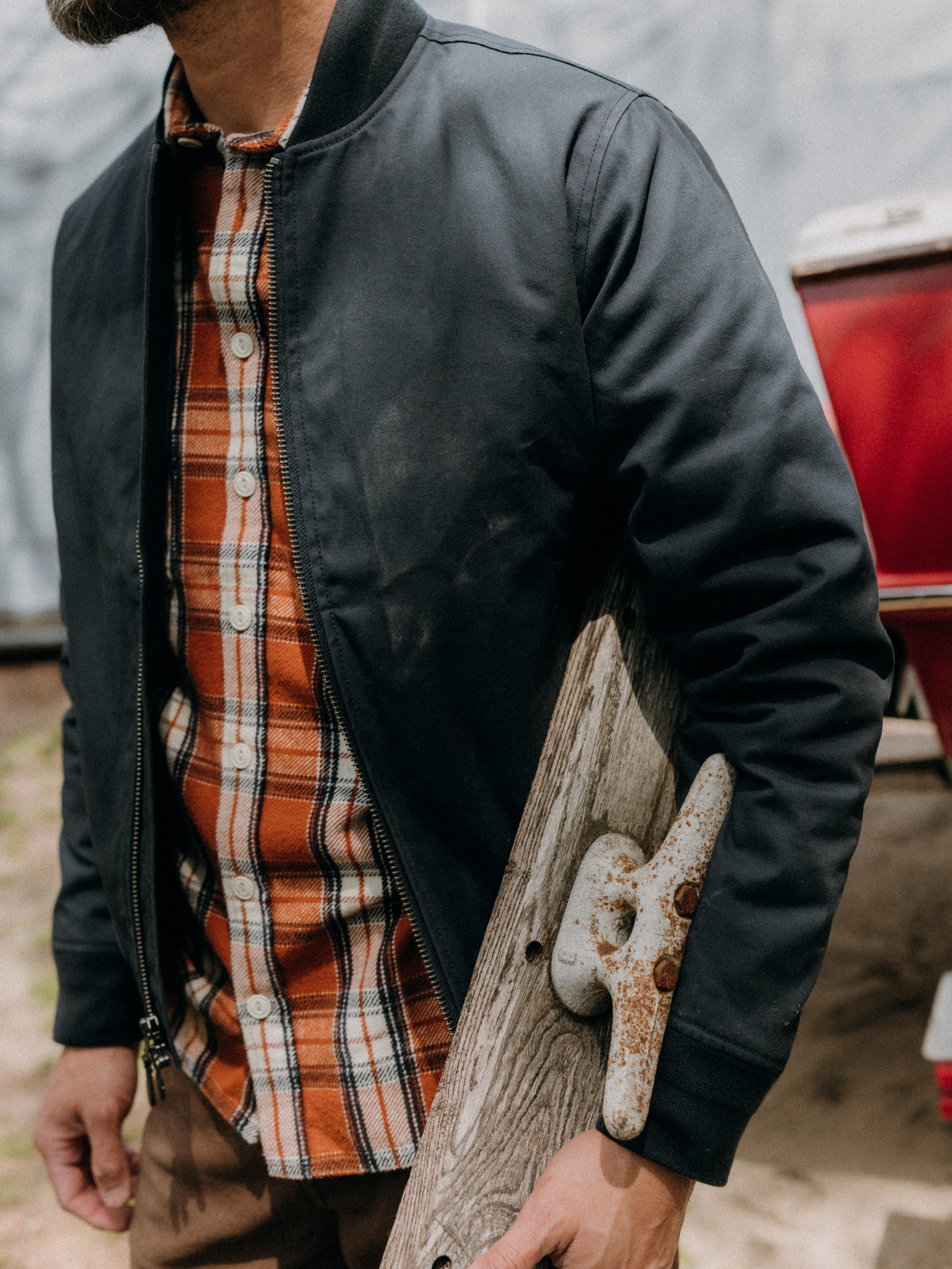 Taylor Stitch The Insulated Bomber Jacket - Dark Navy | Waxed