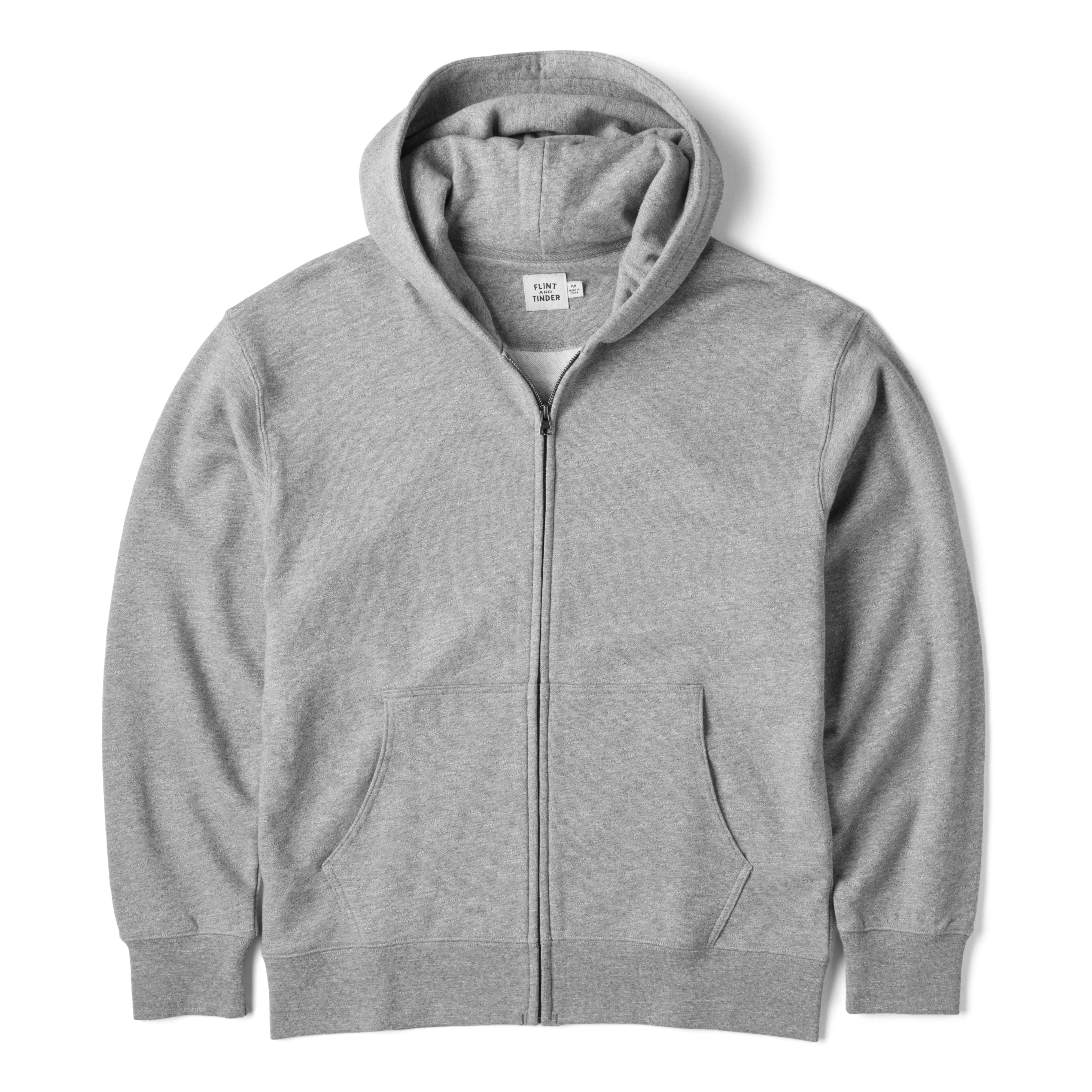 トップス THE PLOUGHMAN JUMPER - FLINT Flint and Tinder Midweight Terry Full-Zip Hoodie - Heather Grey