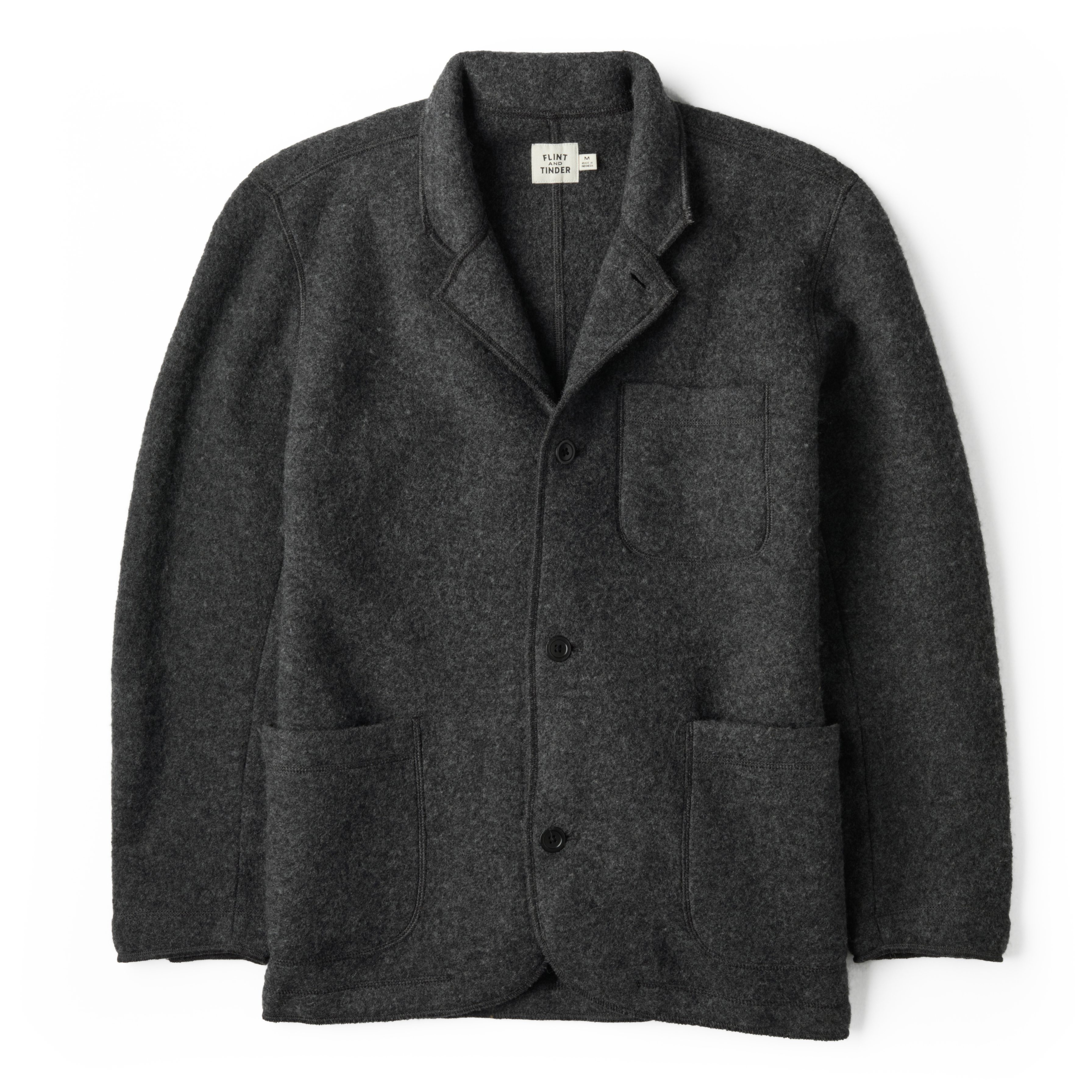 Flint and Tinder Boiled Wool Chore Blazer - Dark Charcoal