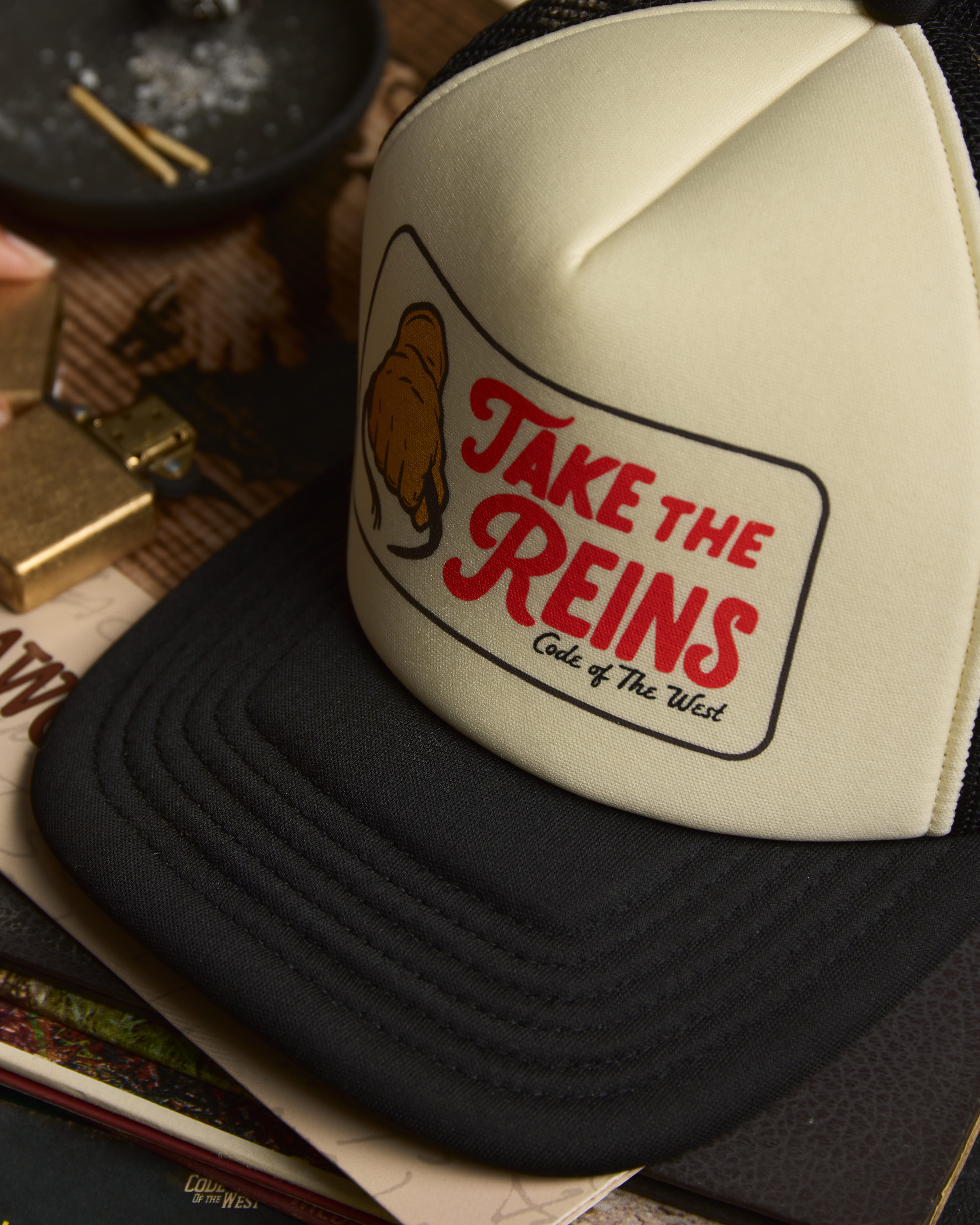 Code of the West Take the Reins Foam Trucker Hat - Off-White