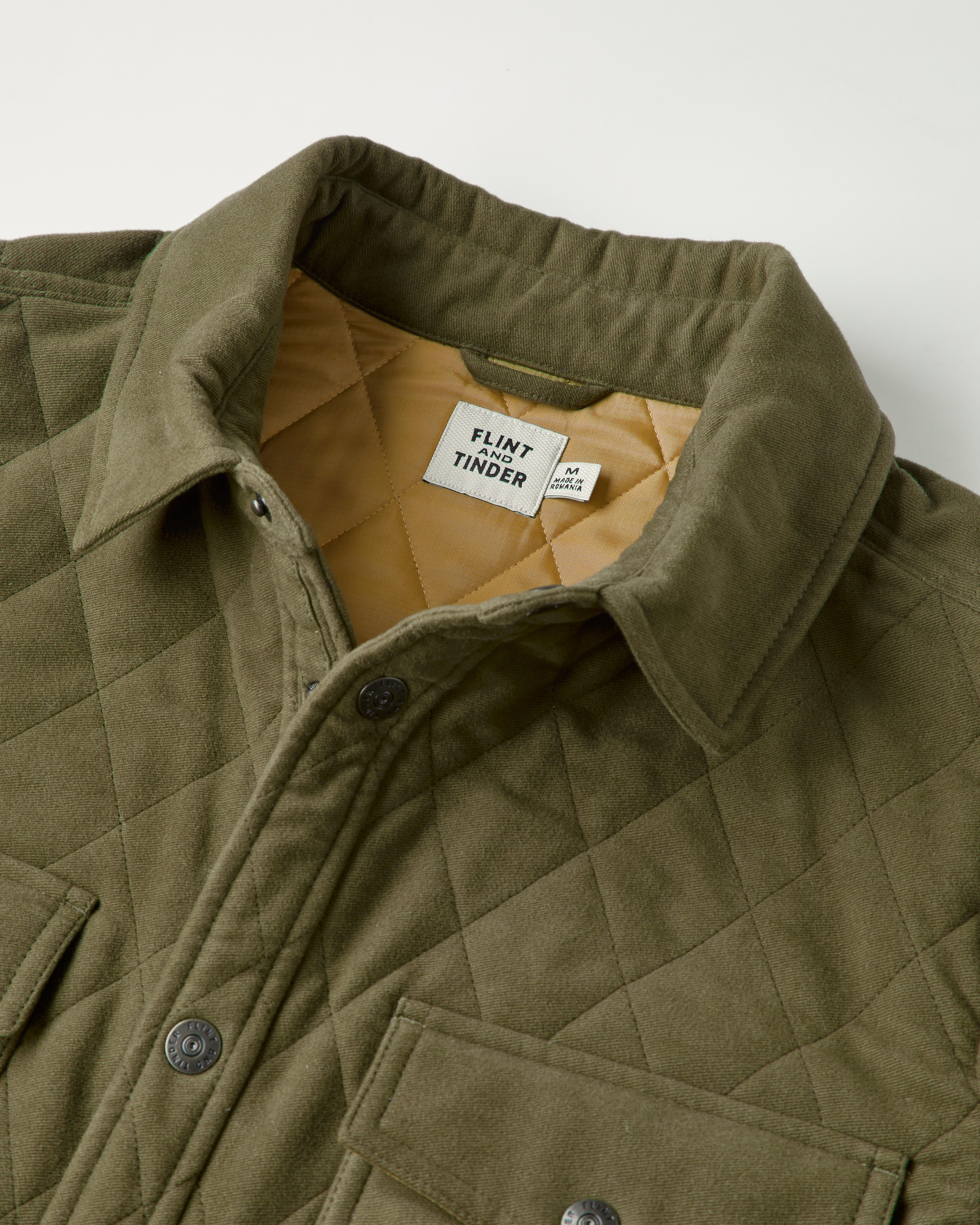 Flint and Tinder Italian Moleskin Shirt Jacket - Dark Olive