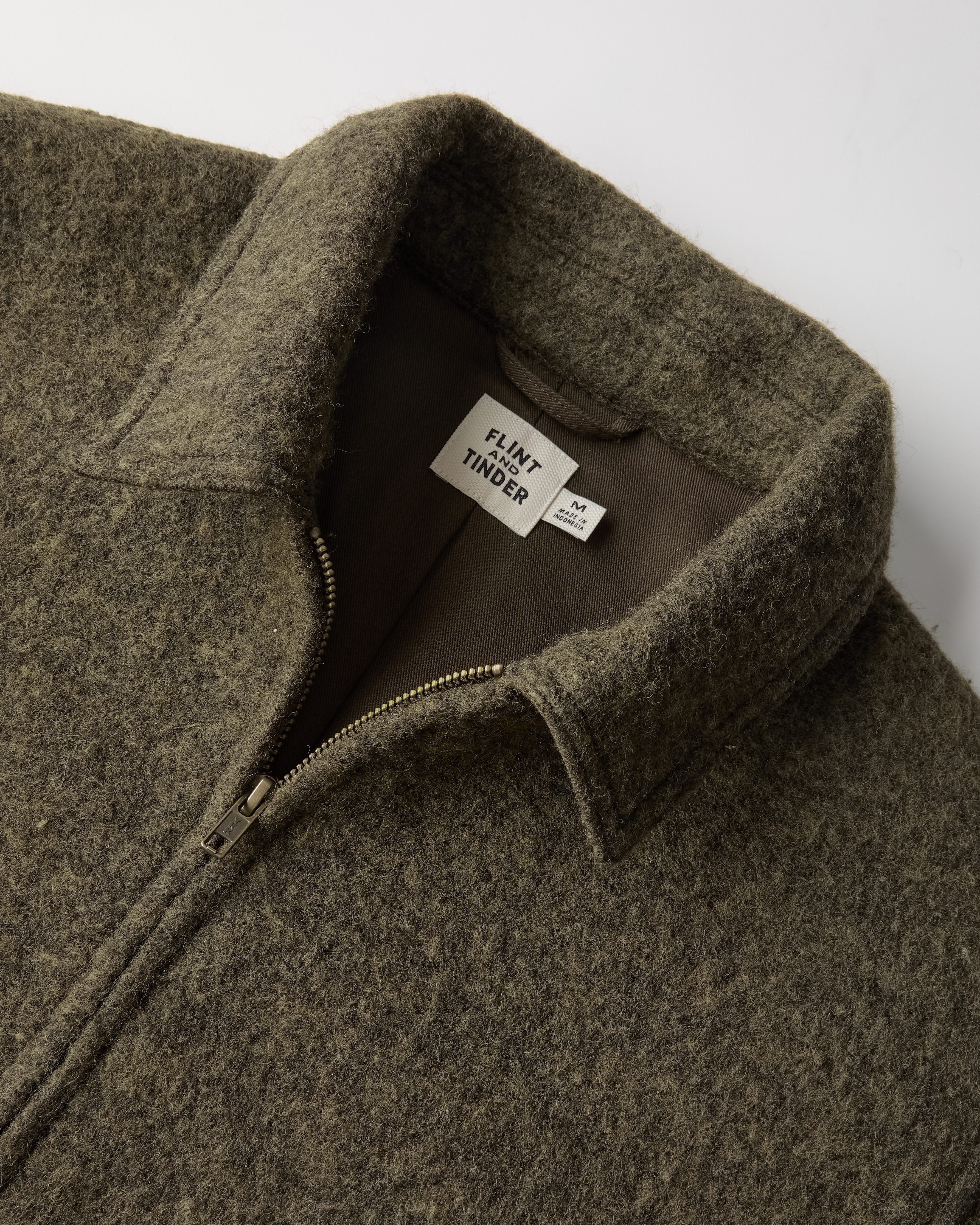 Flint and Tinder Boiled Wool Station Jacket - Loden Olive