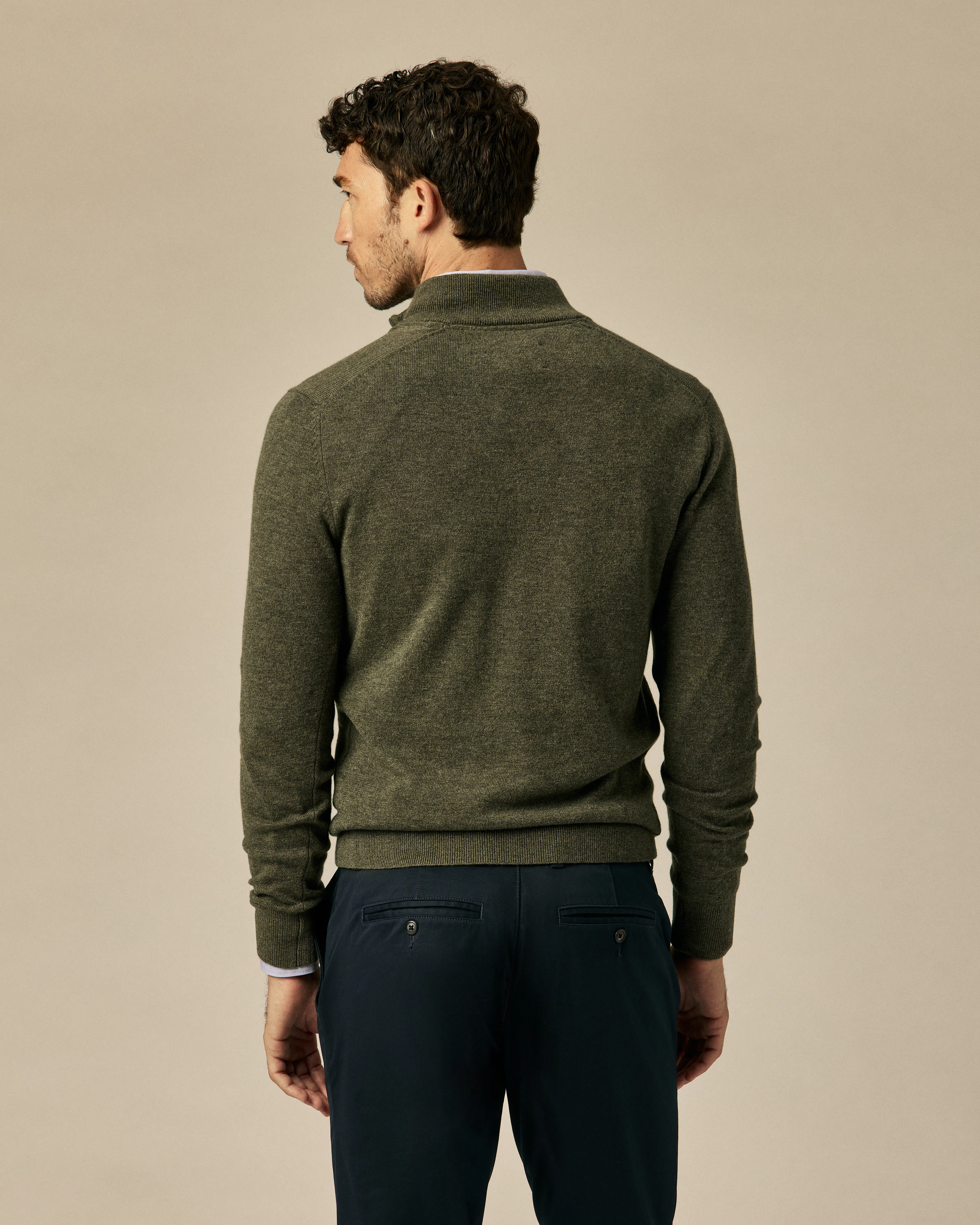 Wills EasyCash Merino Quarter Zip Sweater - Green | Quarter-Zip