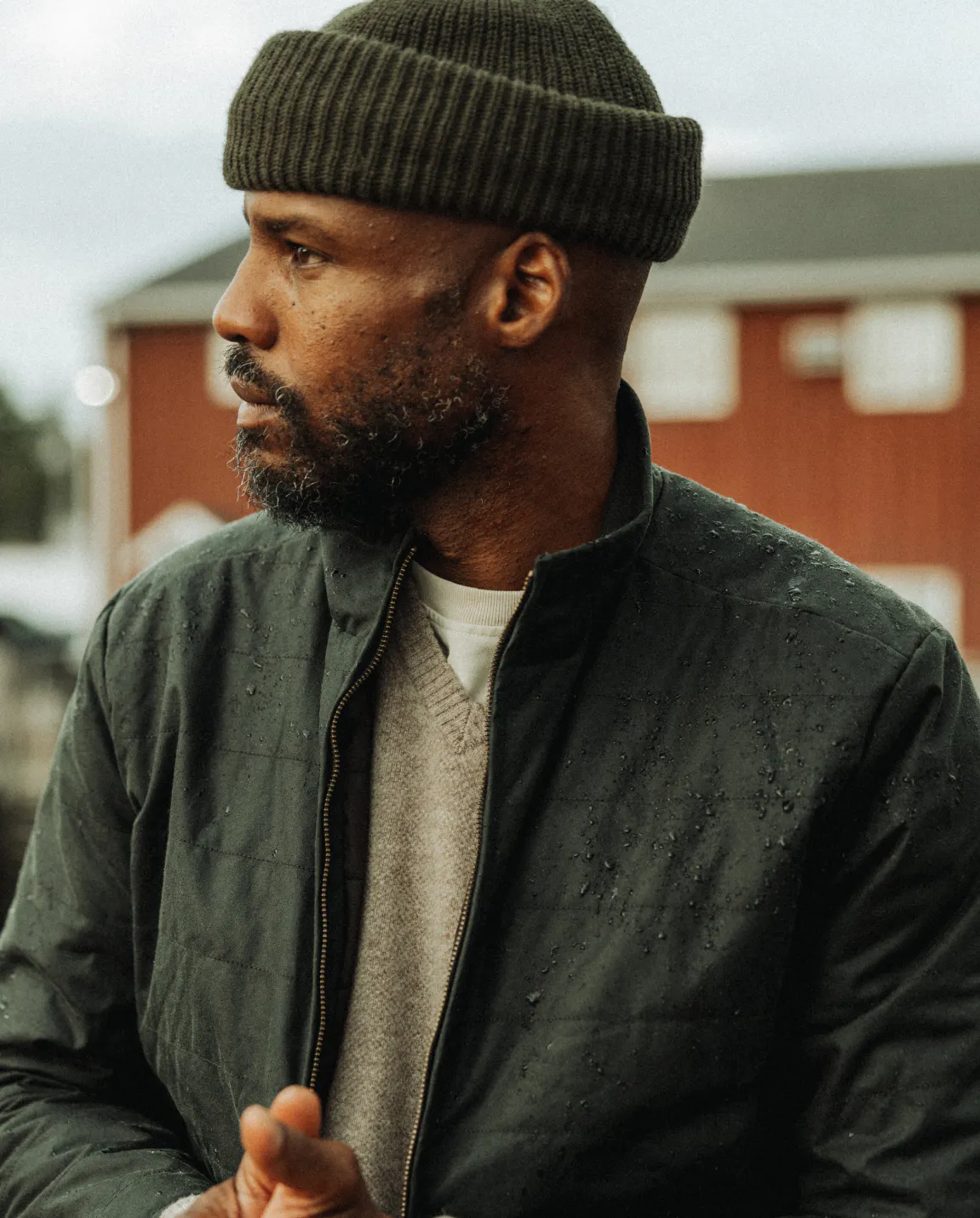 Flint and Tinder York Quilted Waxed Jacket - Dark Olive | Quilted