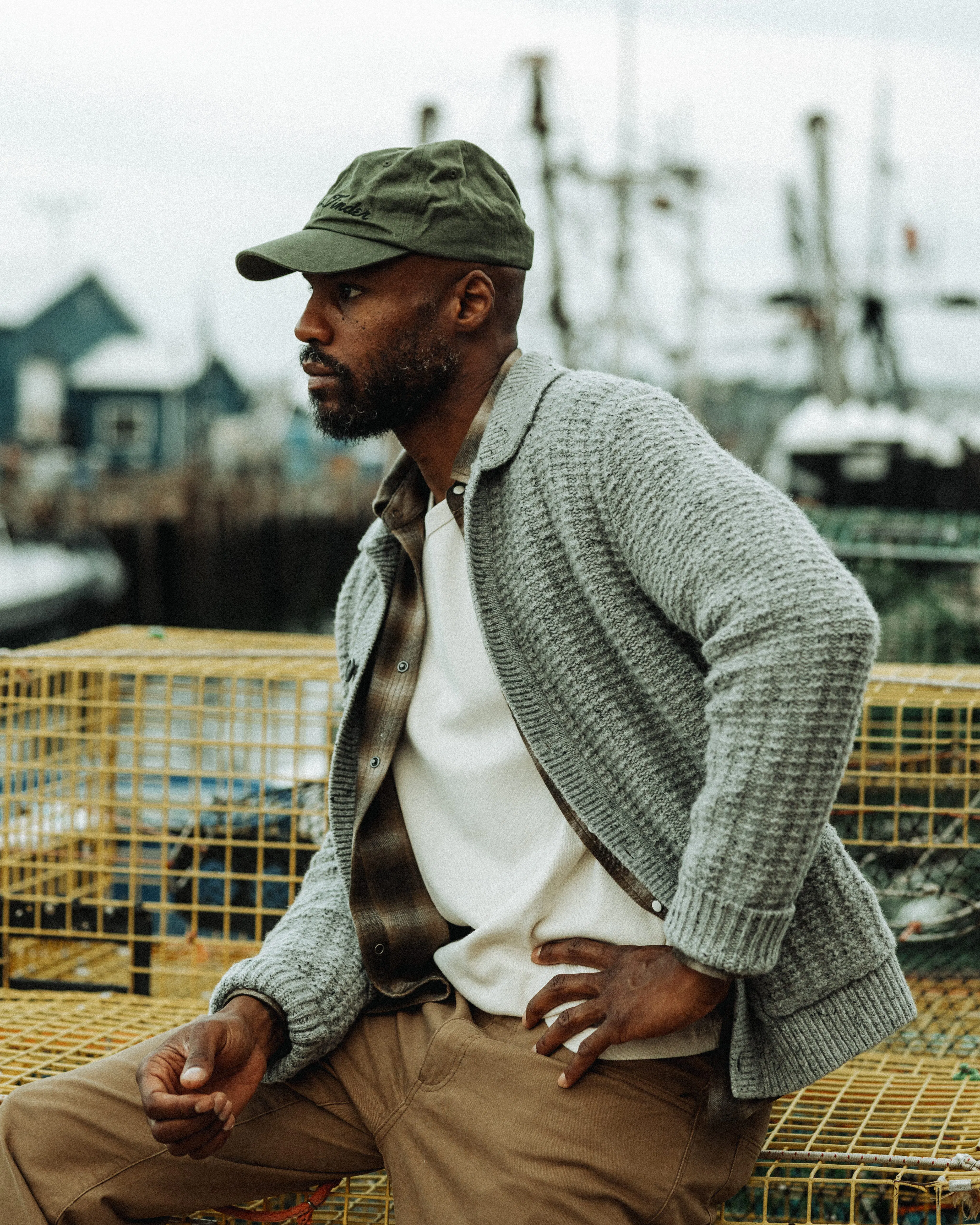Flint and Tinder Highland Wool Collared Cardigan - Light Grey