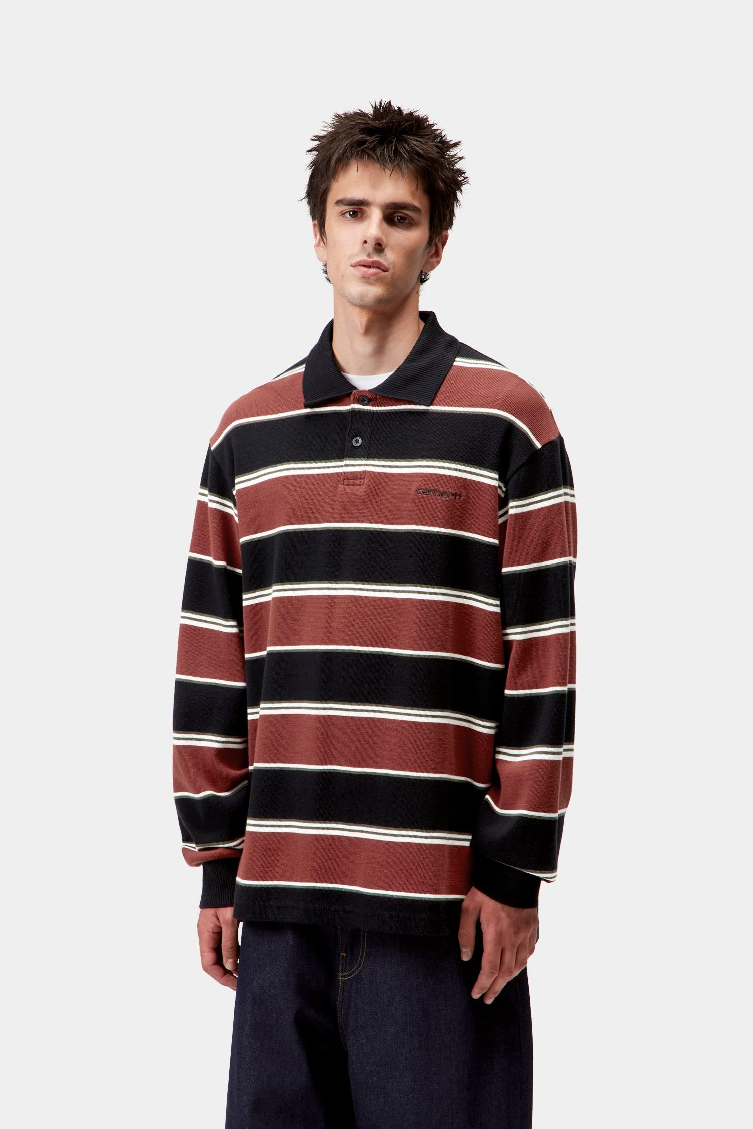 Carhartt WIP Long Sleeve Malone Rugby Shirt - Malone Stripe/ Dark