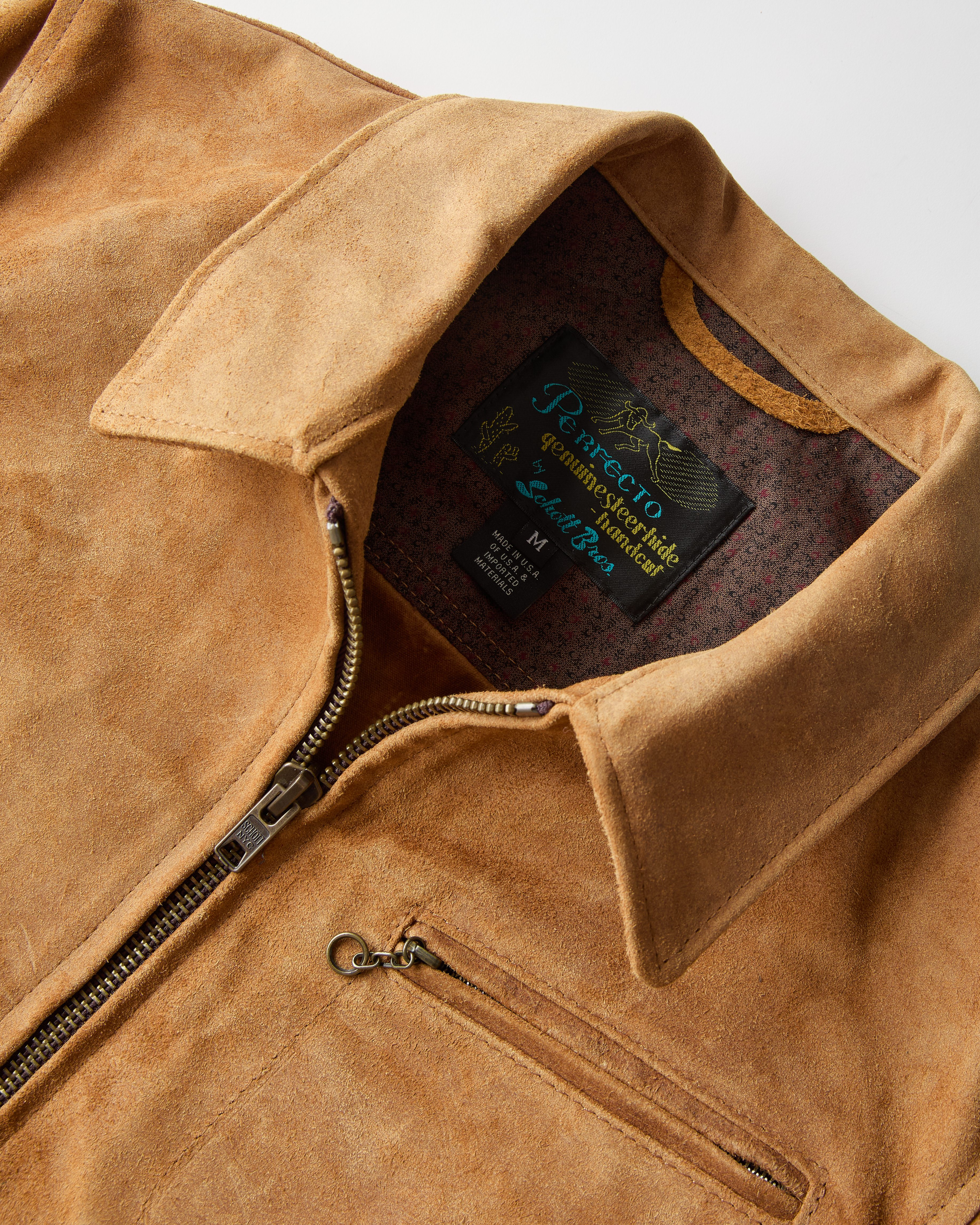 schott double zip suede jacket Schott NYC Roughout Cowhide Suede