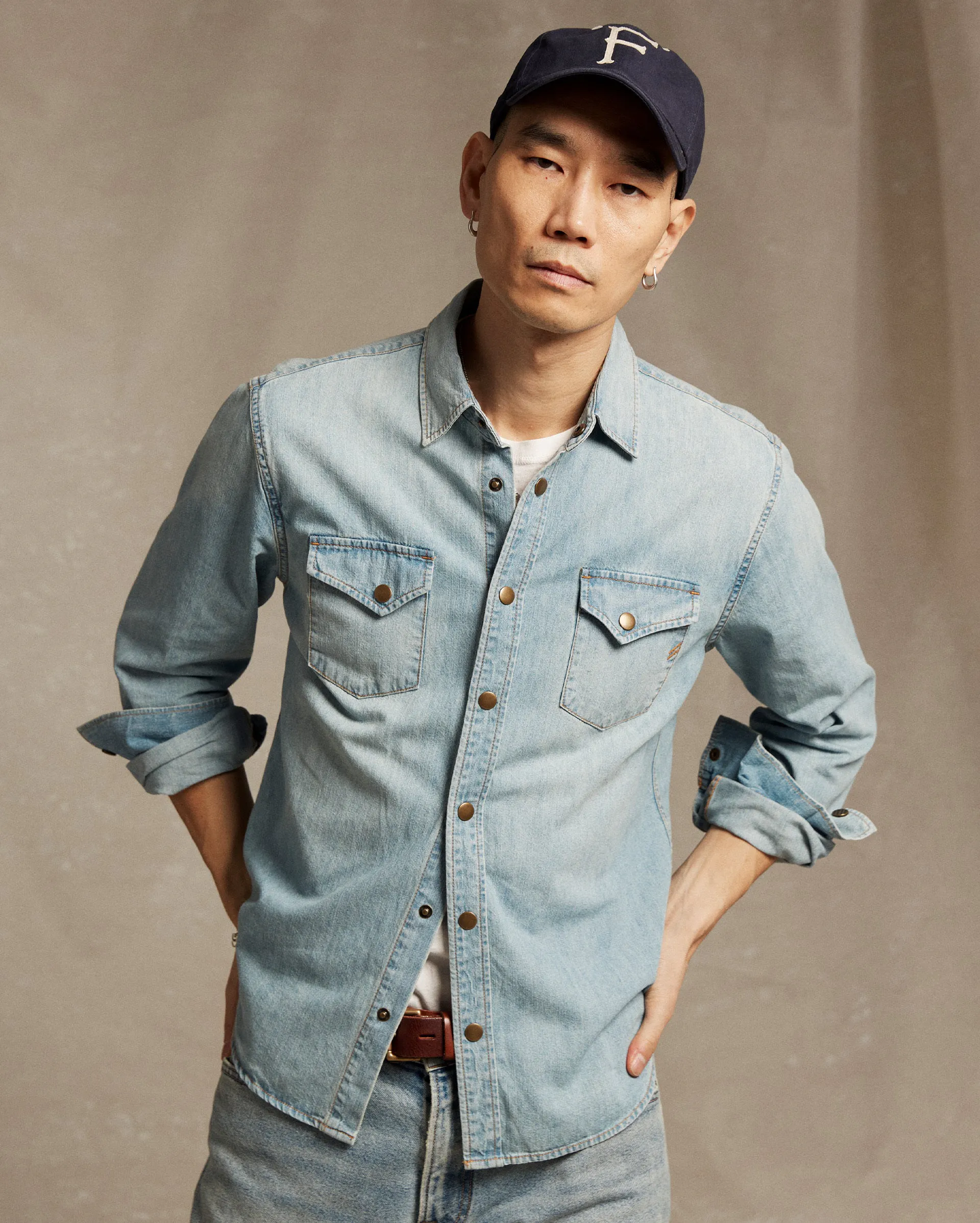 Billy Reid Shoals Denim Shirt - Denim Wash | Long Sleeve Shirts