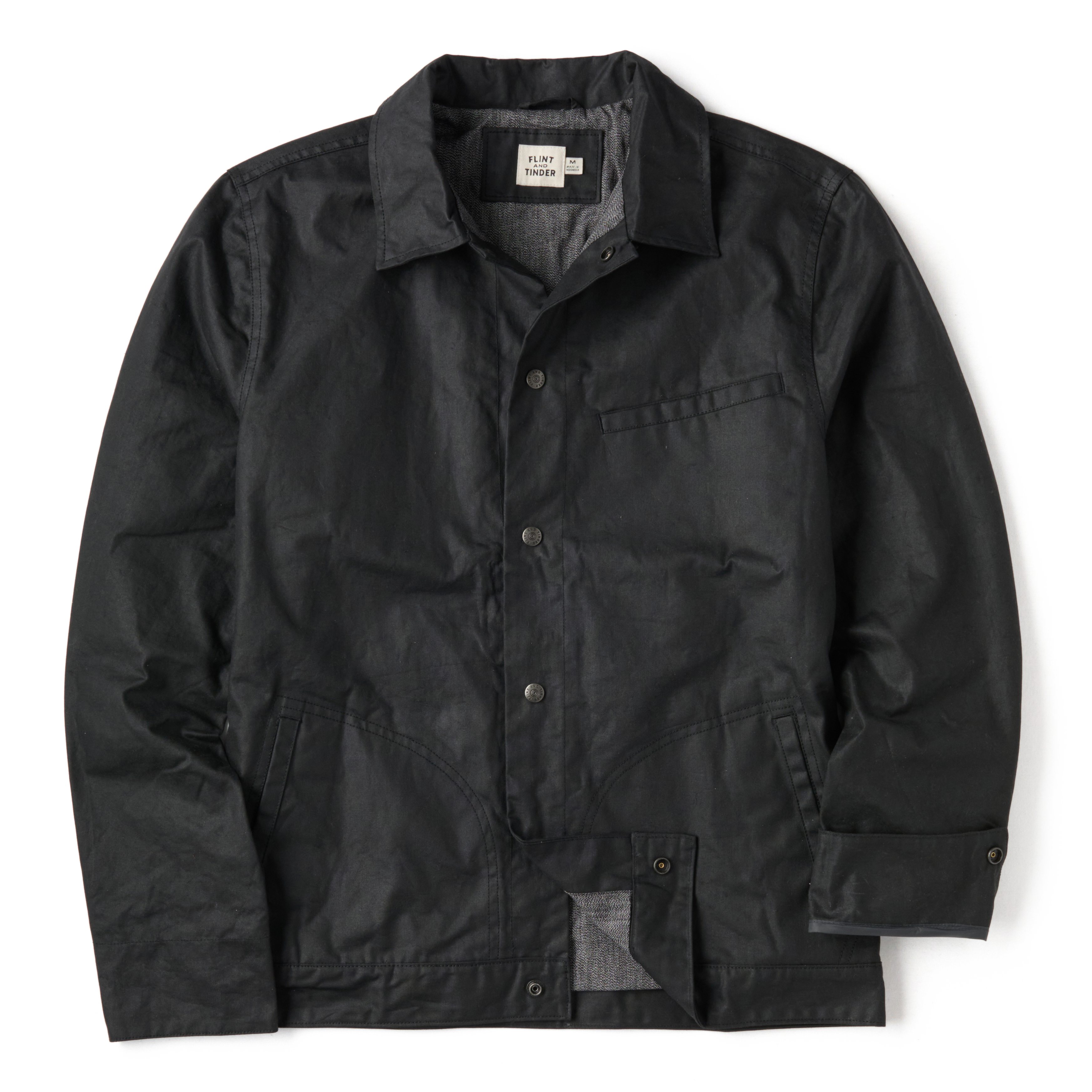 Flint and Tinder James Waxed Snap Jacket - Tall - Coal | Trucker