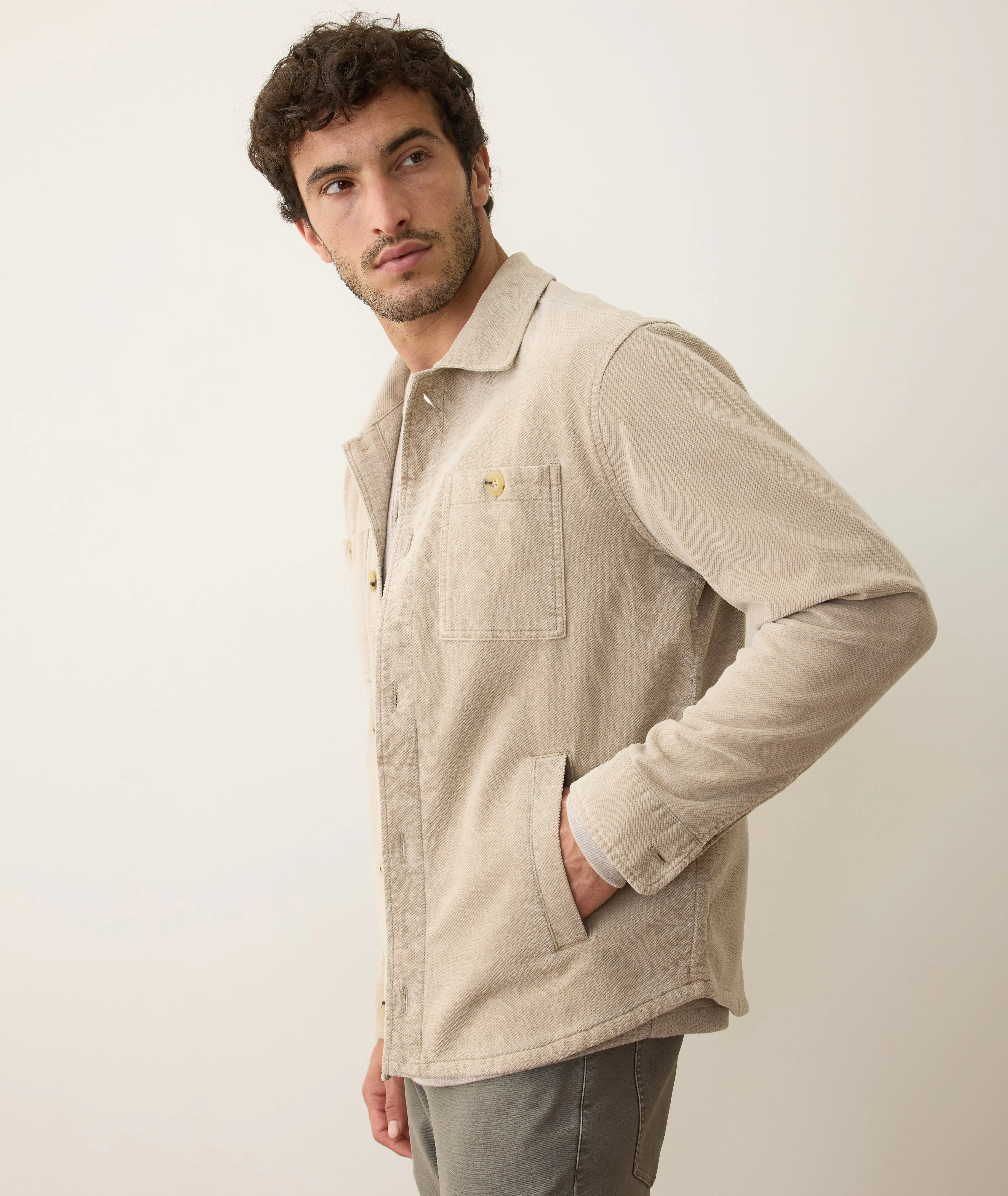 Marine Layer Max Moleskin Overshirt - Taupe | Long Sleeve Shirts 