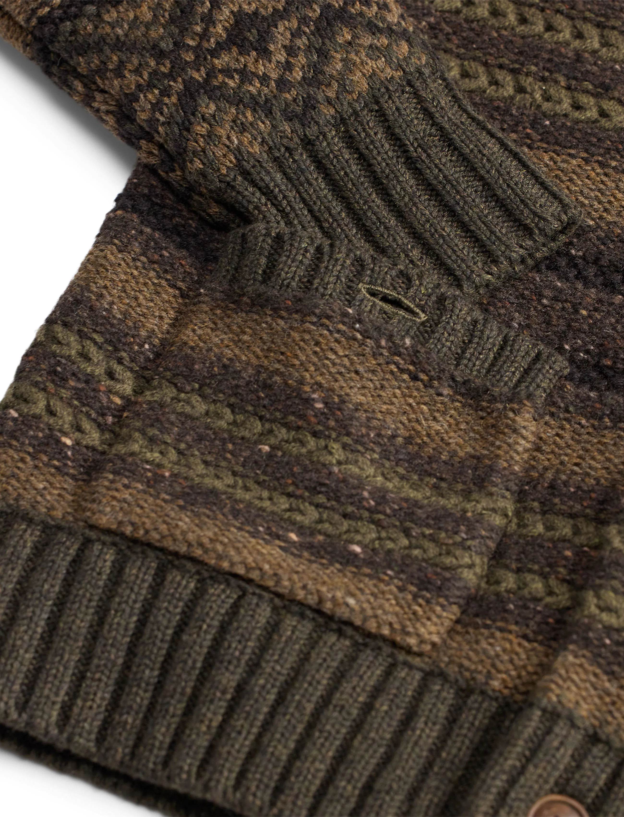 RRL Jacquard Shawl Cardigan - Brown Olive Multi | Cardigan