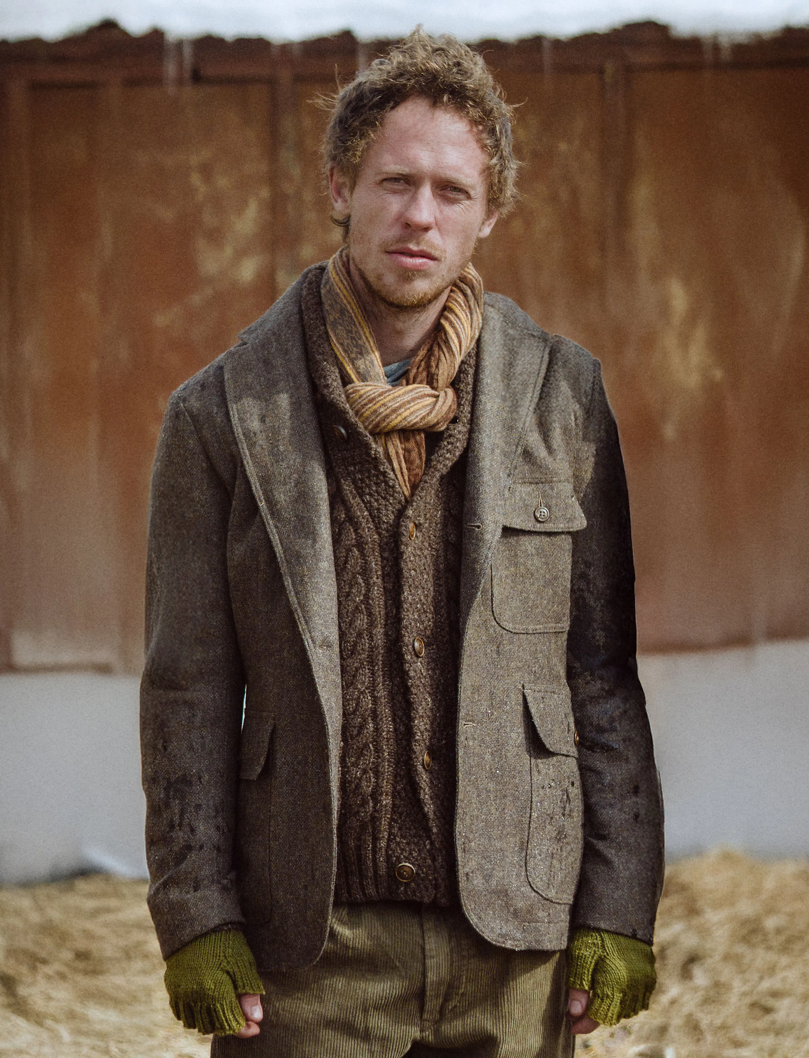 RRL Cableknit Shawl Cardigan Sweater - Brown Heather | Cardigan