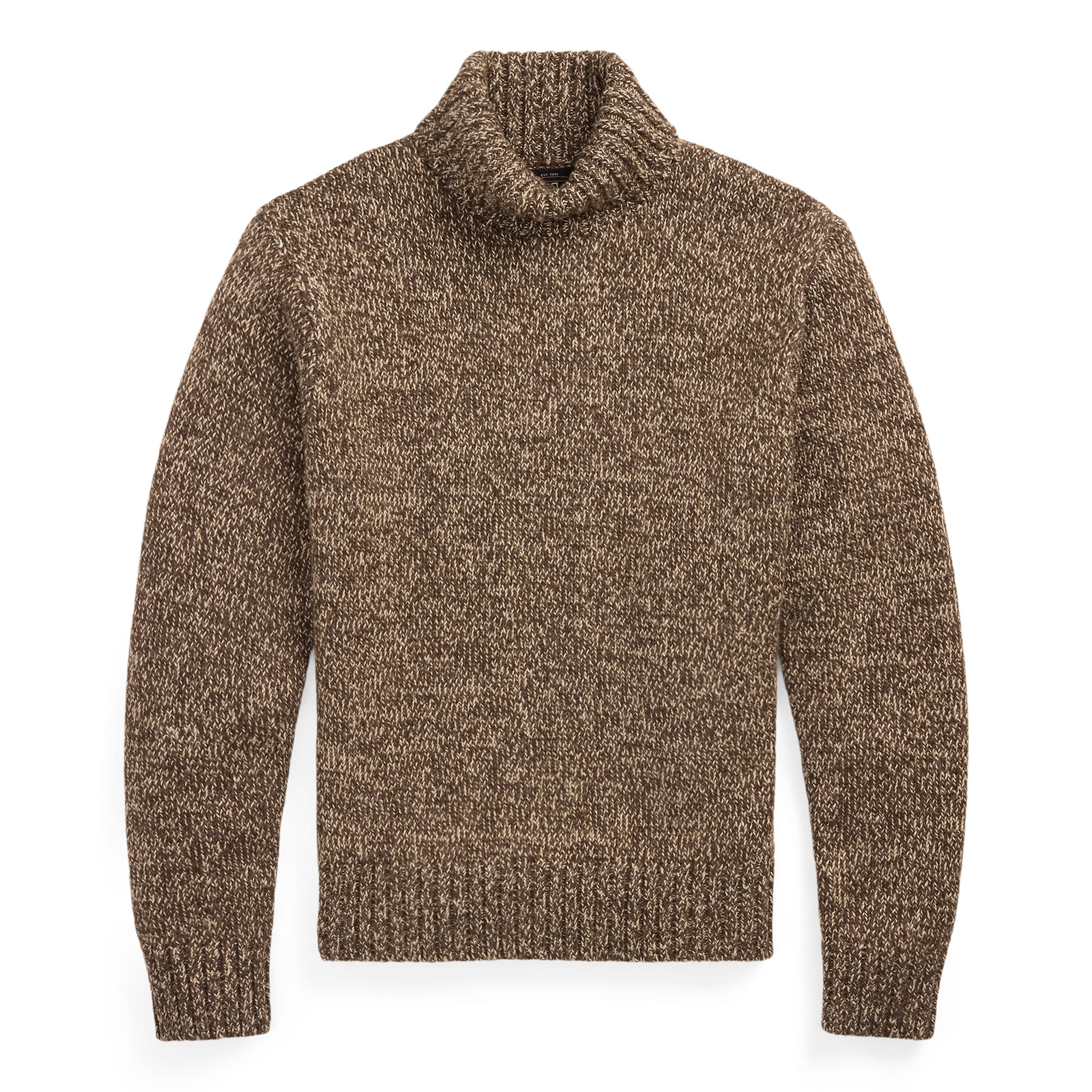 RRL Cableknit Turtleneck Sweater - Brown/Cream Multi | Fisherman