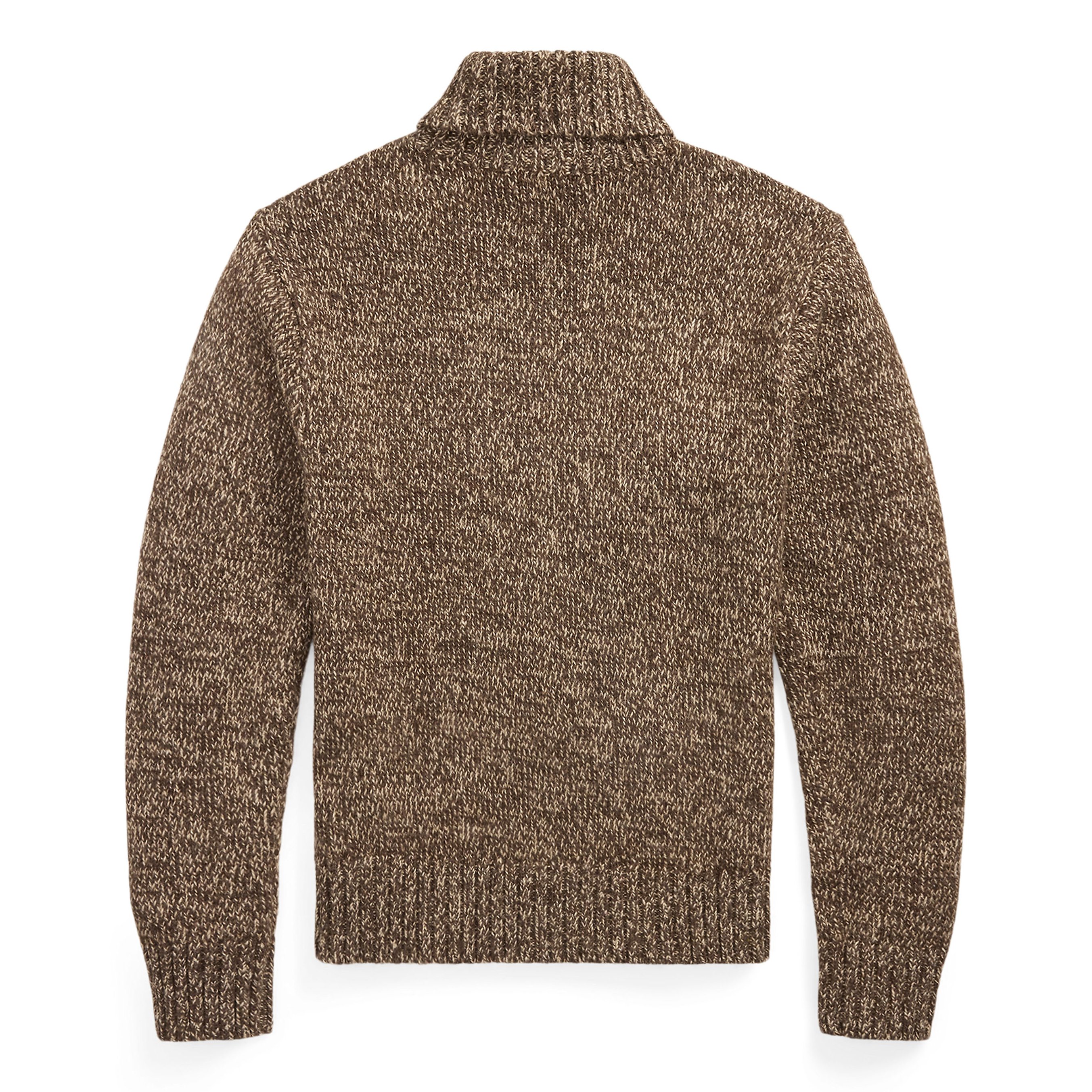 RRL Cableknit Turtleneck Sweater - Brown/Cream Multi | Fisherman