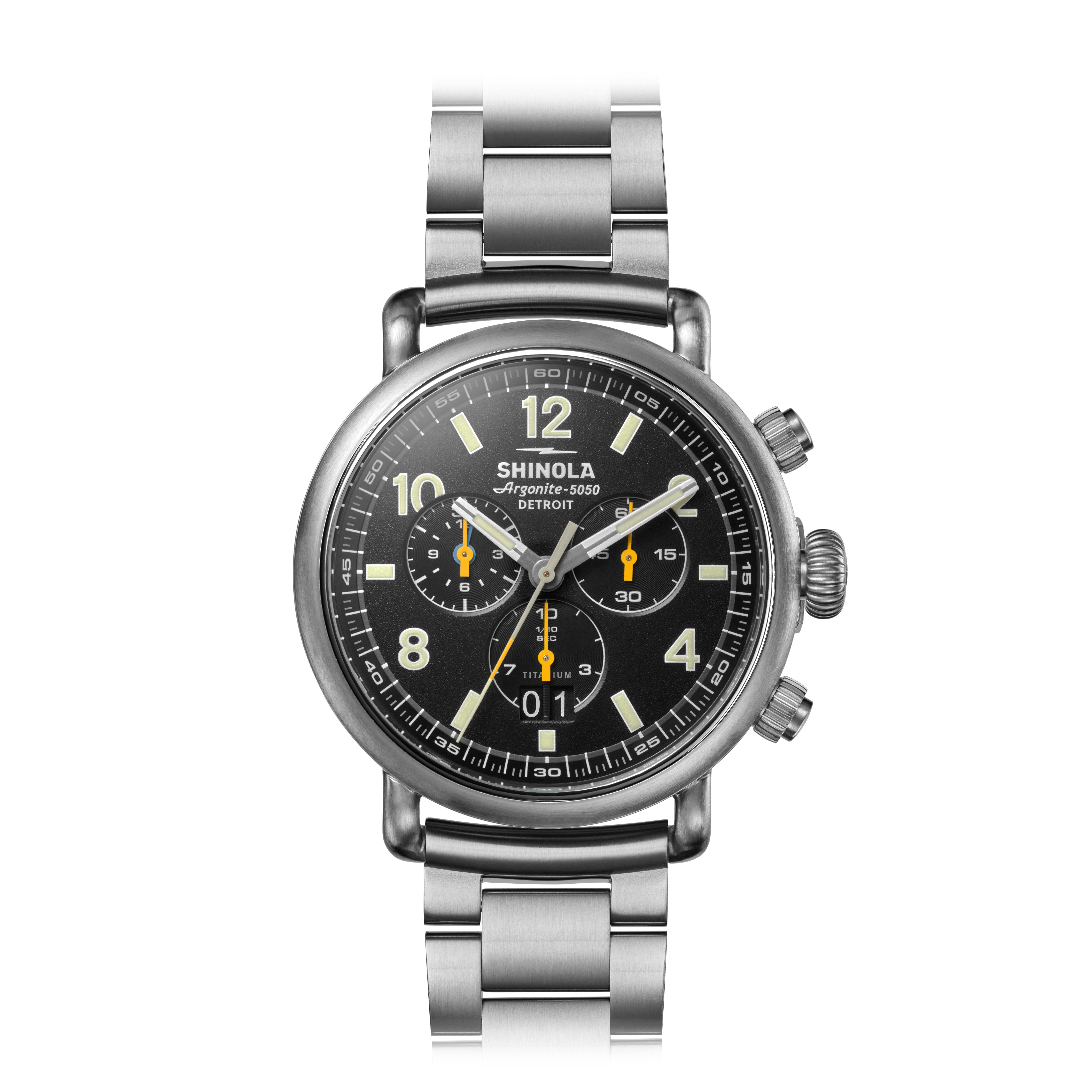 Shinola Runwell West Wind 42mm, Titanium Bracelet - Black | Dress