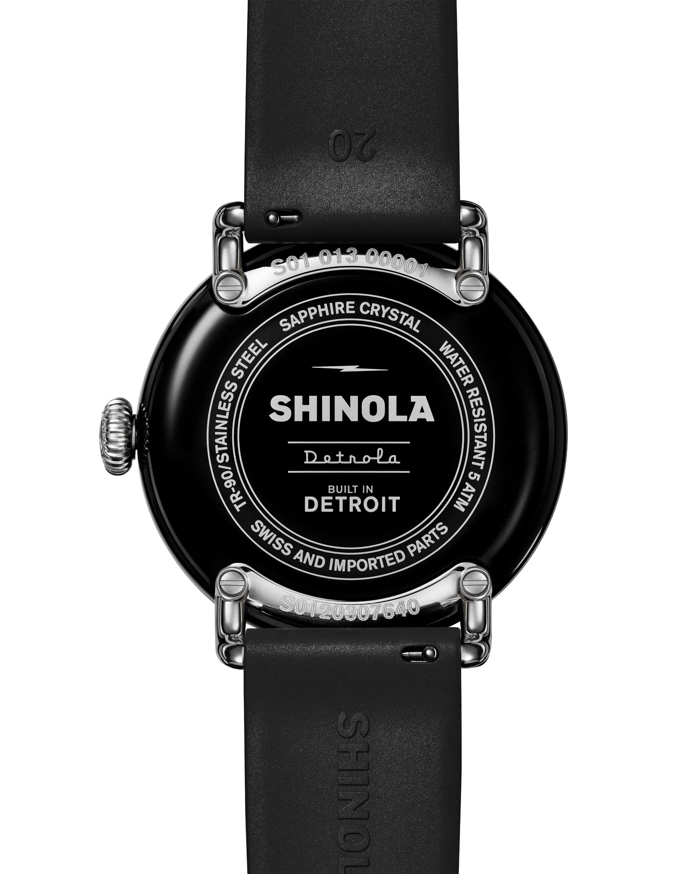 Shinola Runwell Detrola 3HD 41mm, Black Rubber Strap - Black