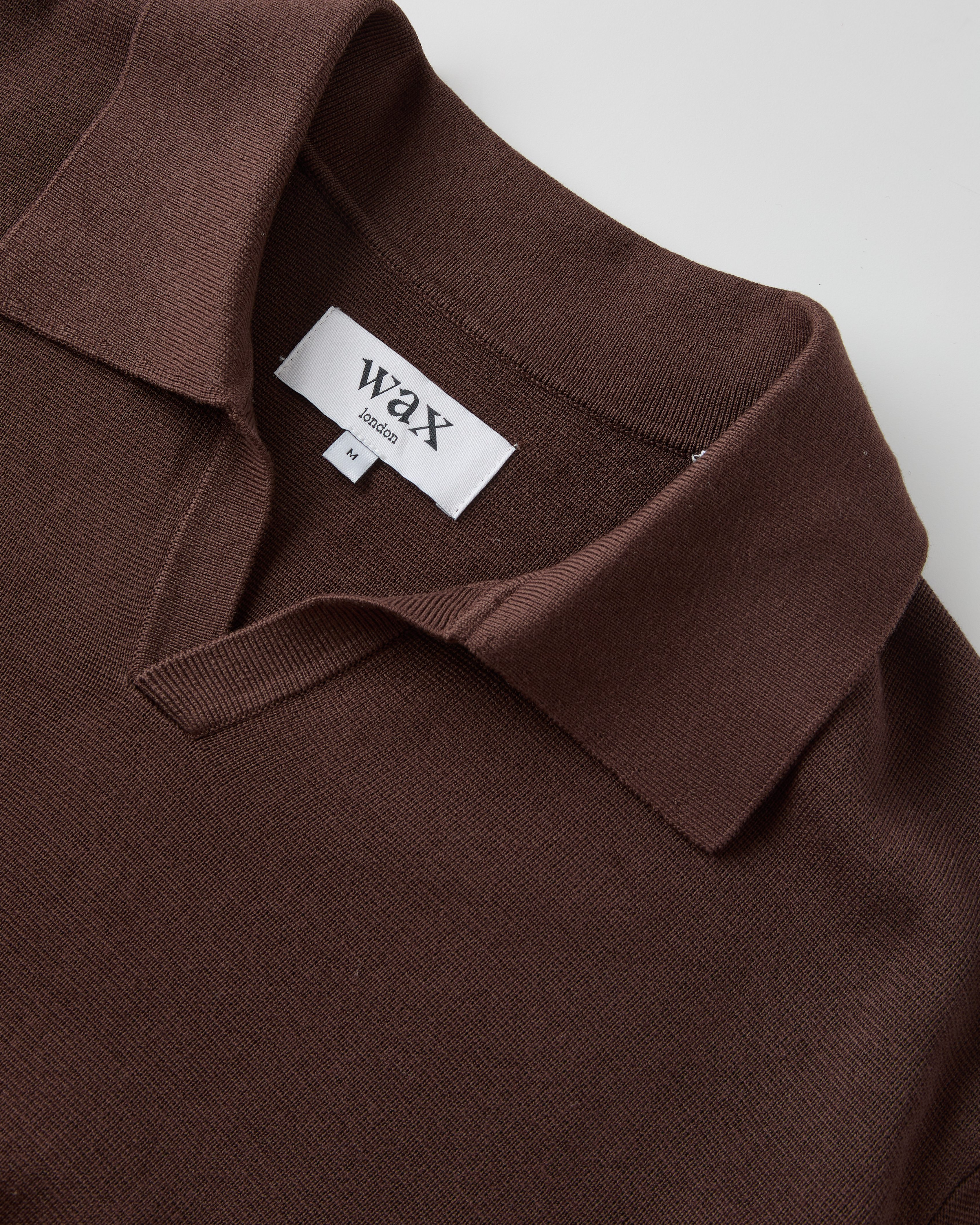 Wax London Carter Open Collar Milano Knit Polo - Brown | Sweater