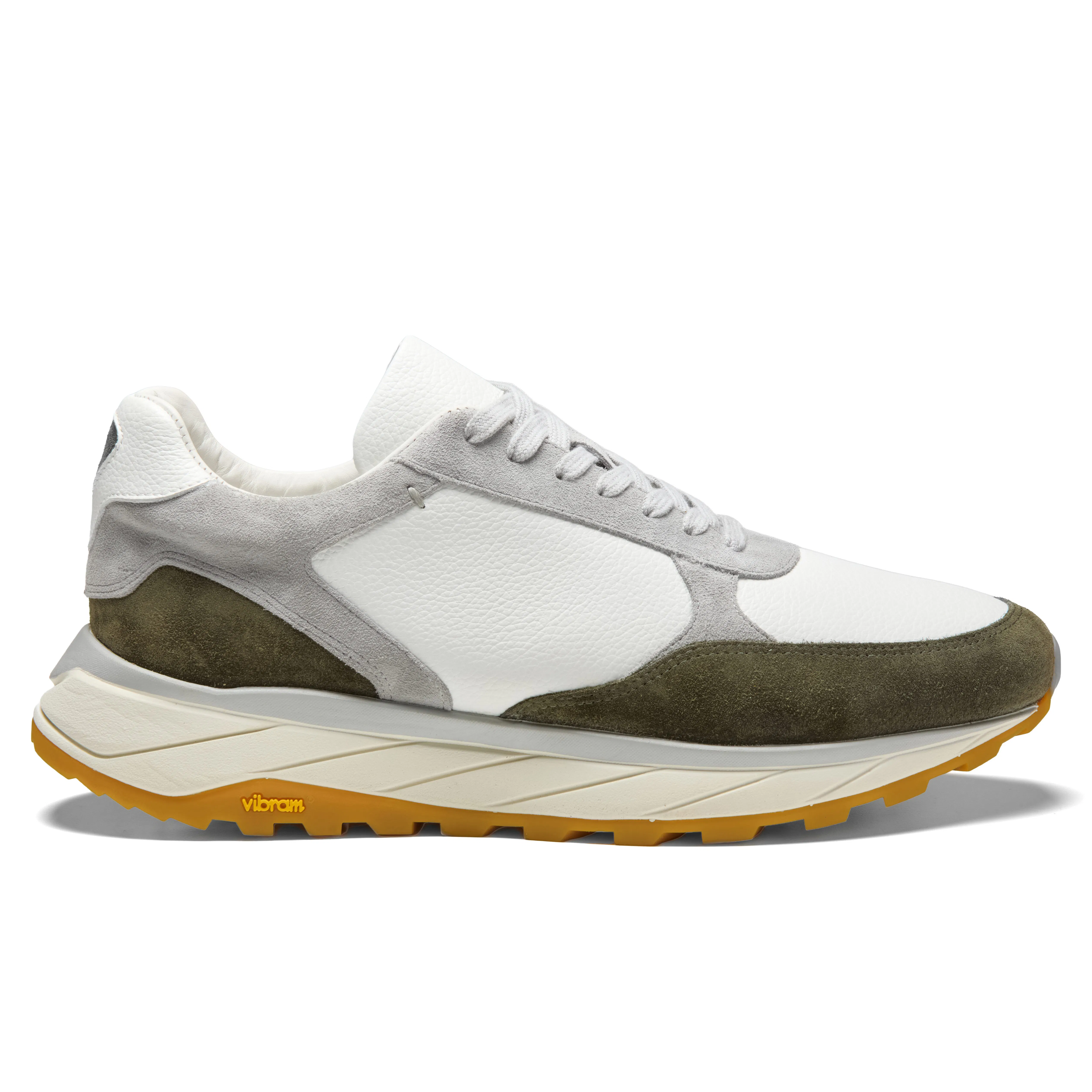 LUCA Leather and Suede Runner - White/Grey/Reef | Casual Sneakers