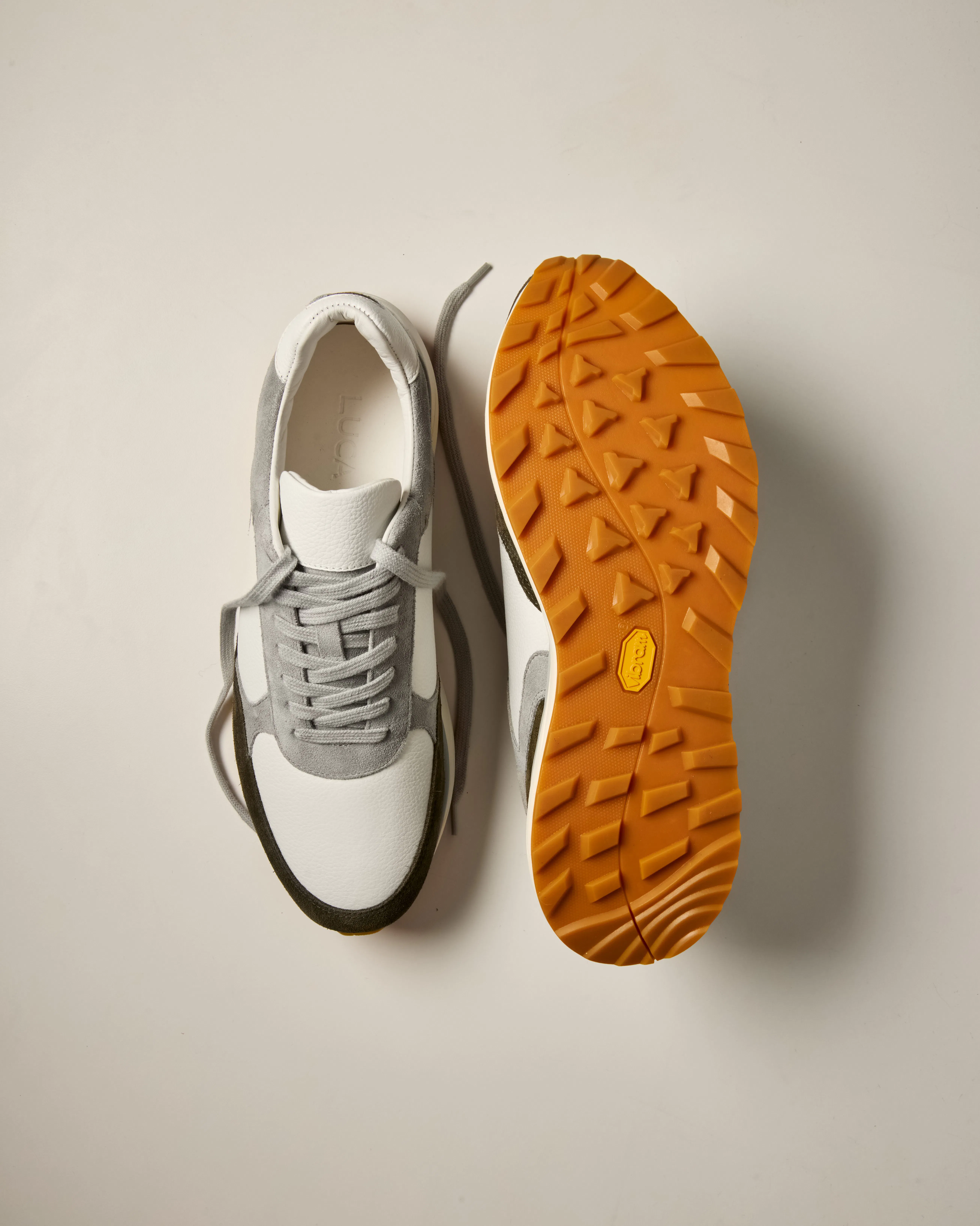 LUCA Leather and Suede Runner - White/Grey/Reef | Casual Sneakers